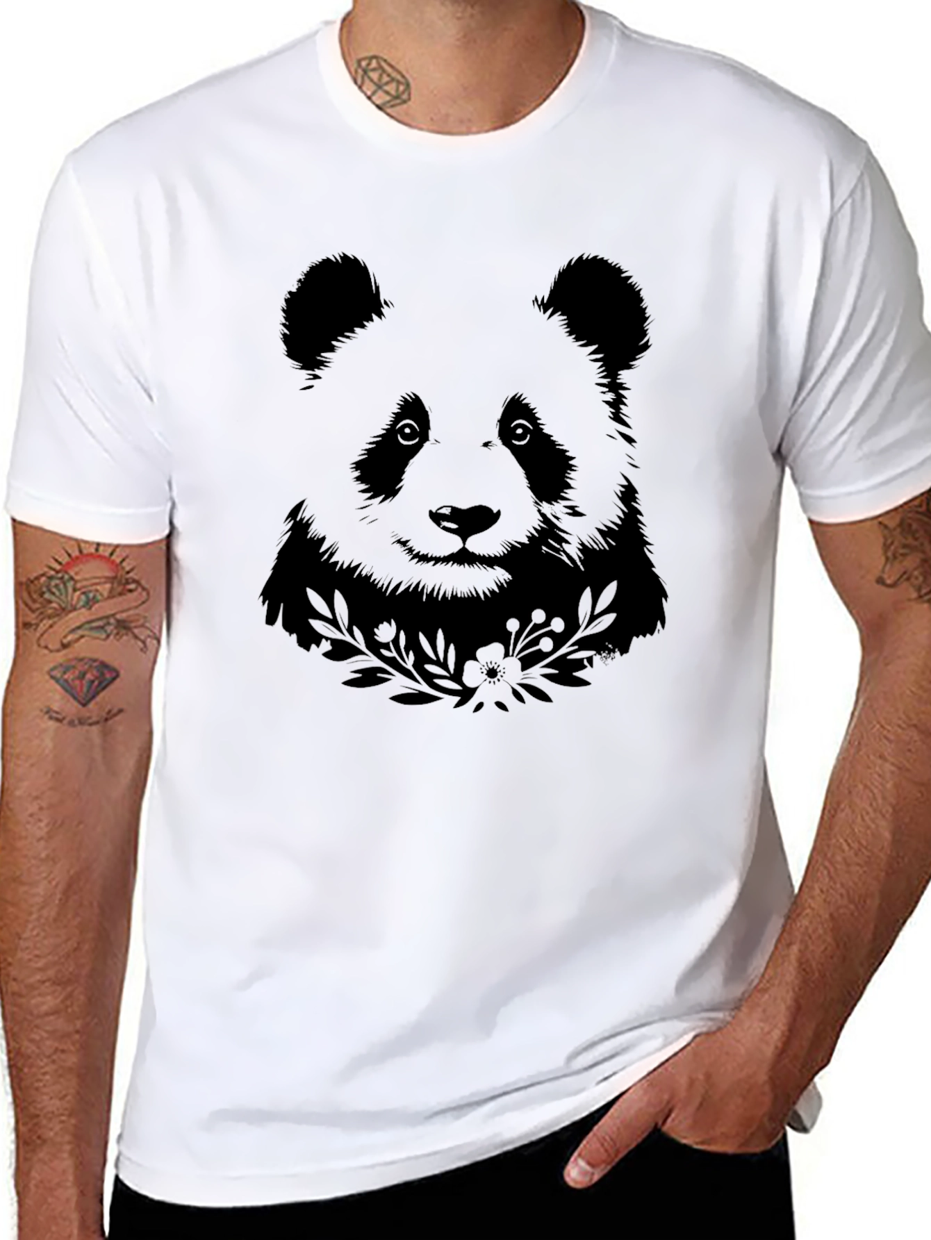 Black Black Panda Graphic Tee - Men's Casual Shirt view 8