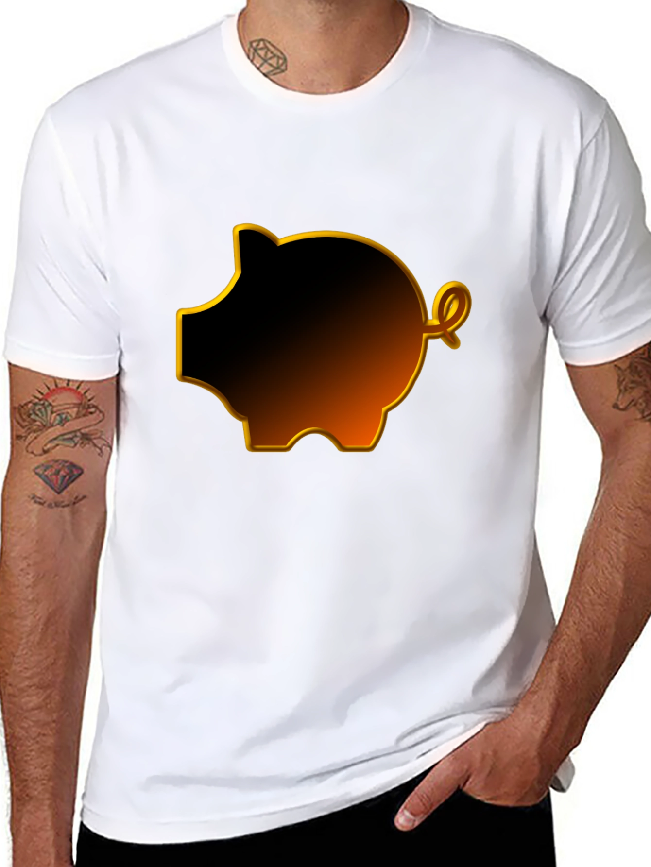 Black Black Piggy Bank Graphic Tee view 8