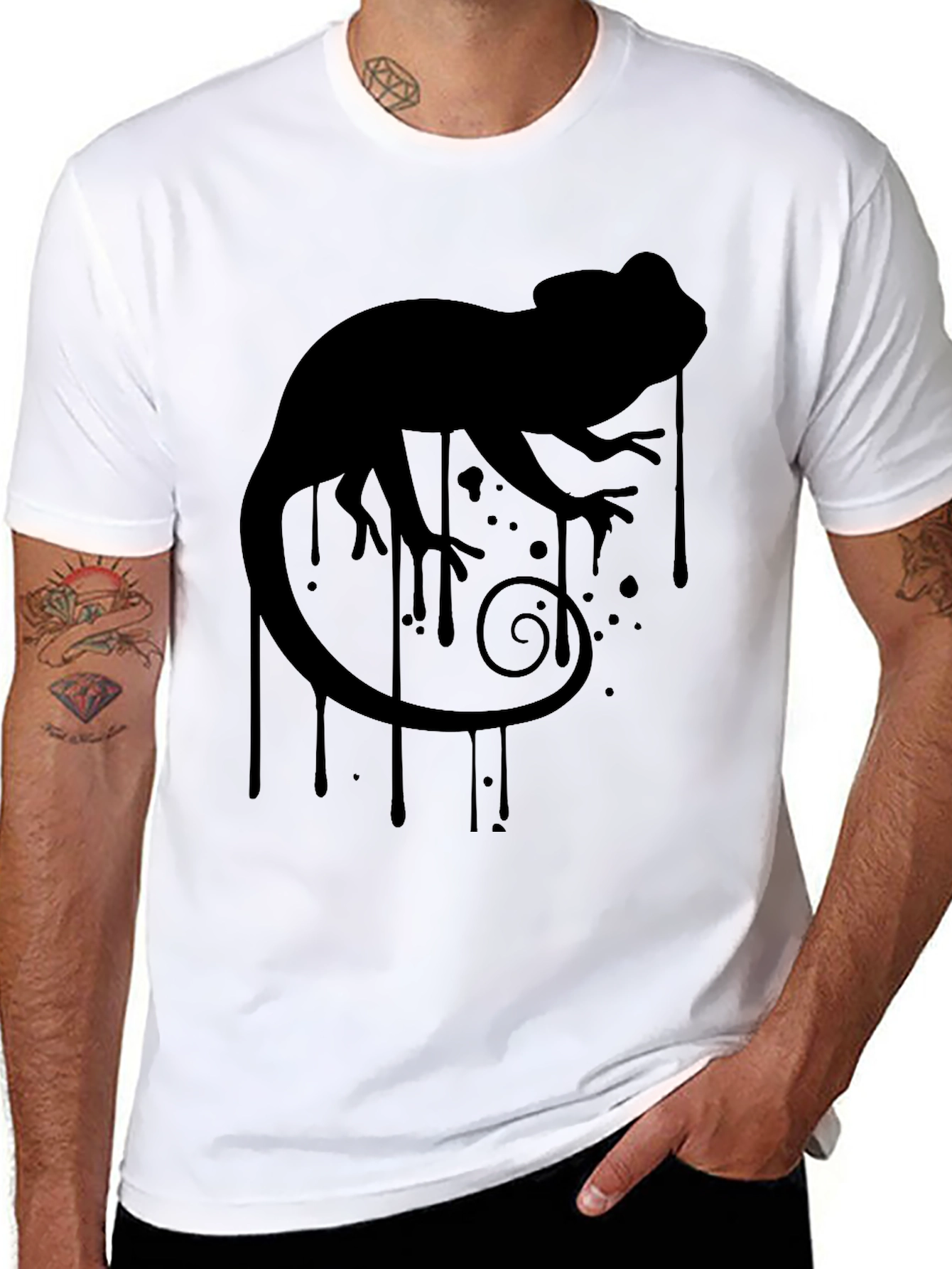 Black Chameleon Silhouette Graphic Tee - Black view 8