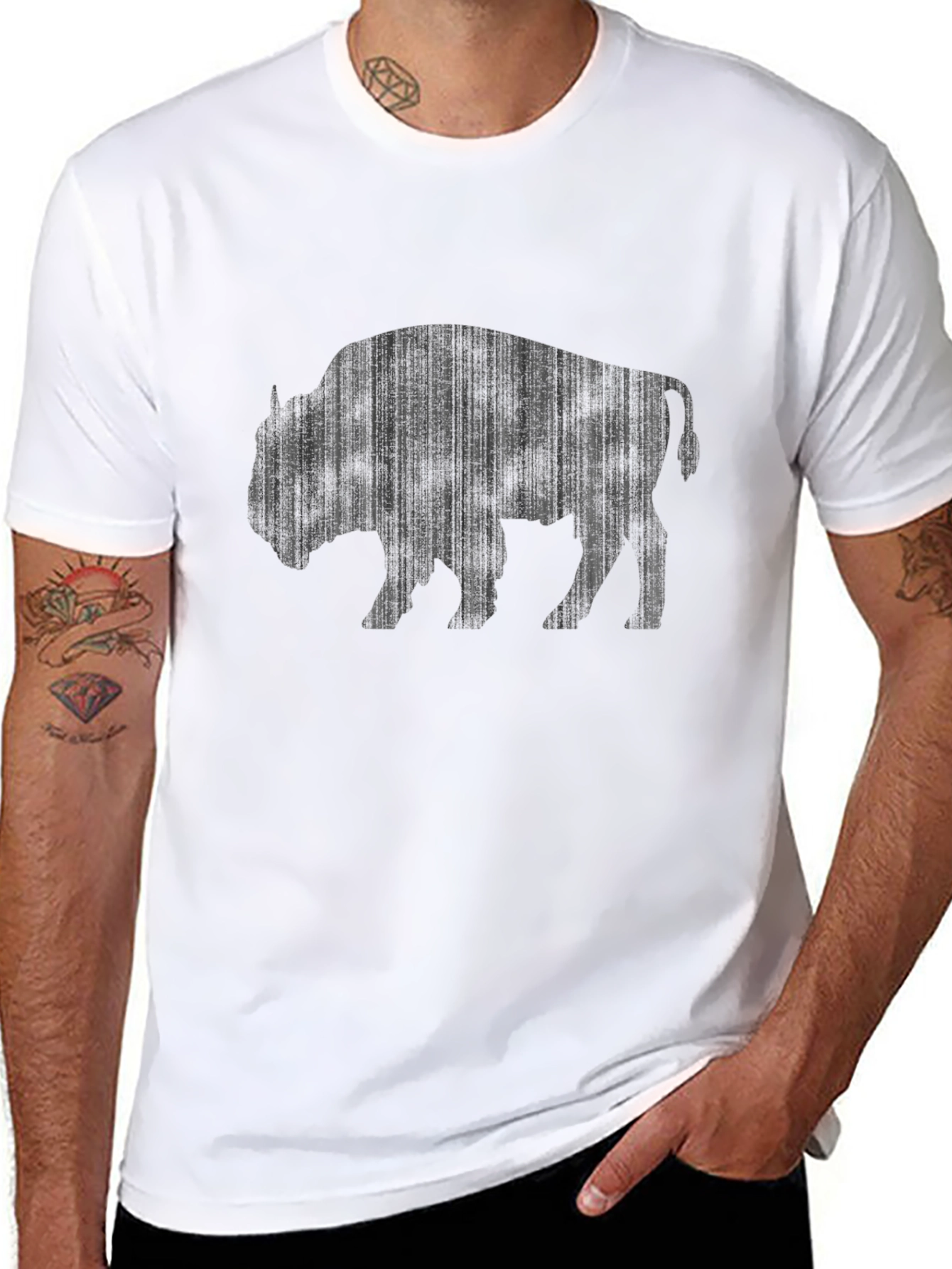 Black Bison Graphic Tee - Black Cotton T-Shirt view 8