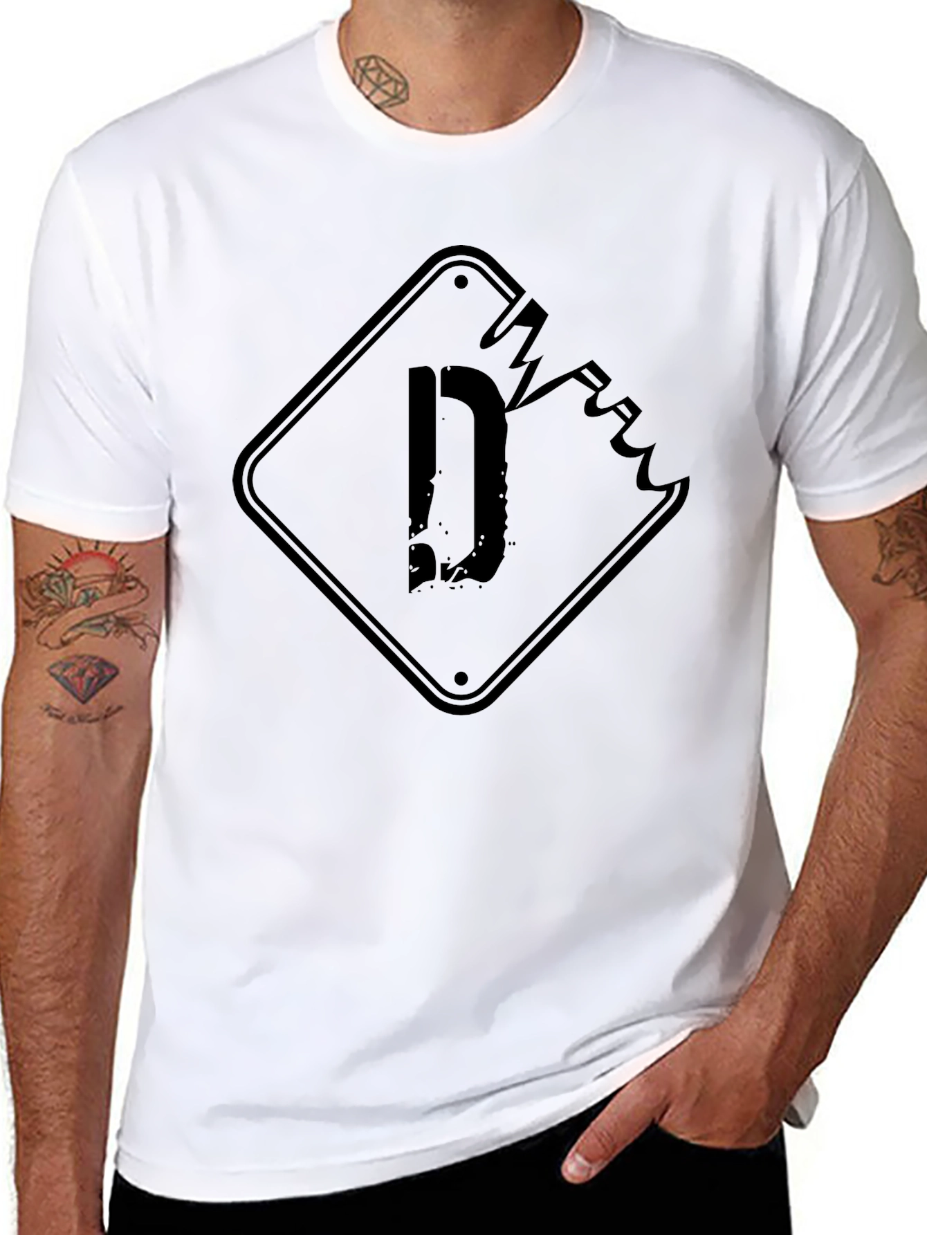 Black Distressed "D" Graphic Black T-Shirt view 8