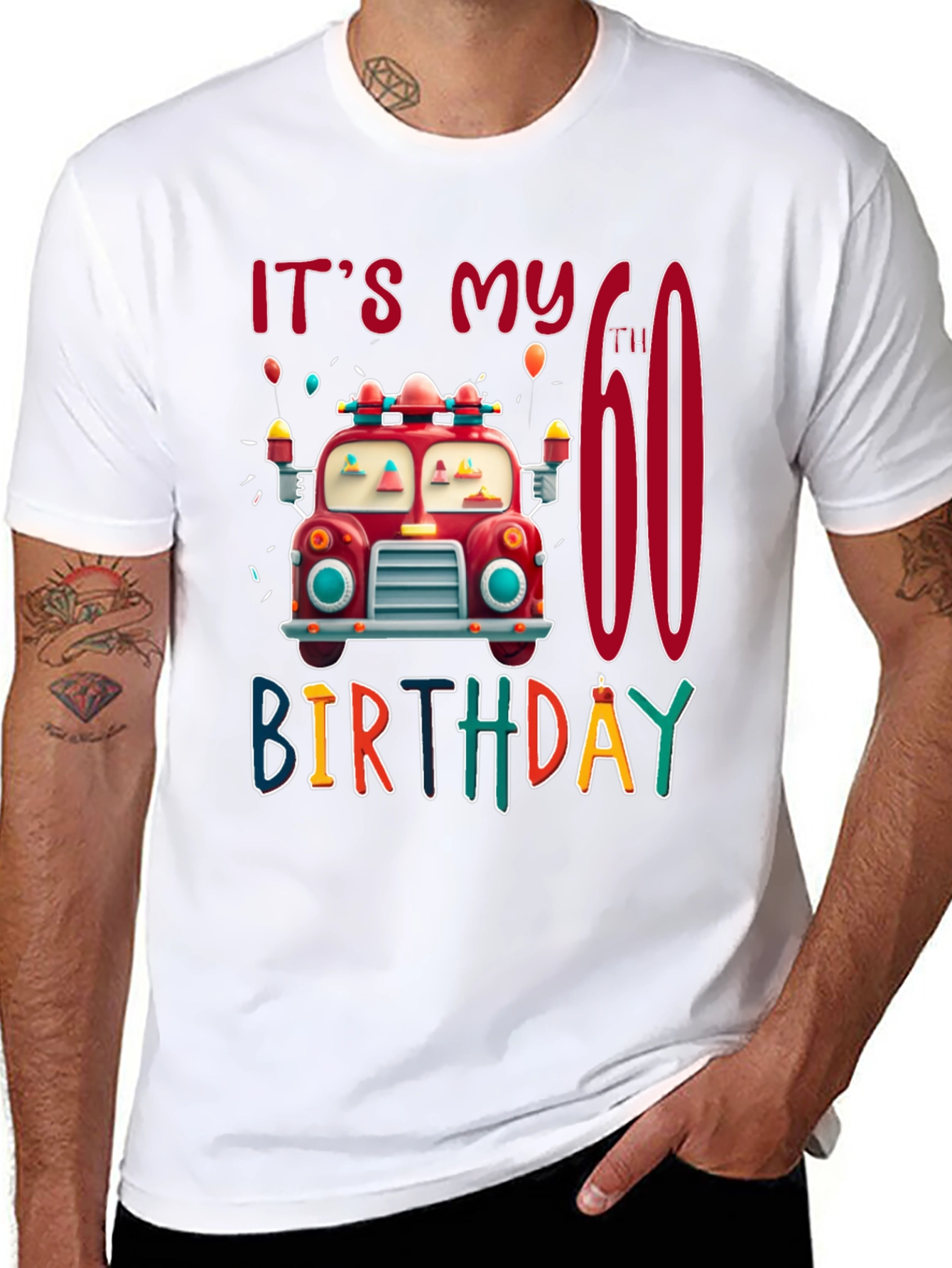 It's My 60th Birthday Fire Truck T-Shirt - 8
