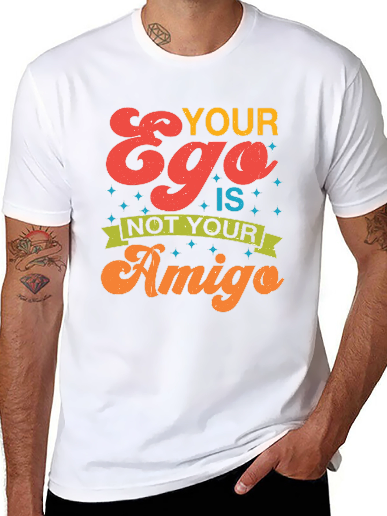 Black Your Ego is Not Your Amigo Graphic Tee view 8