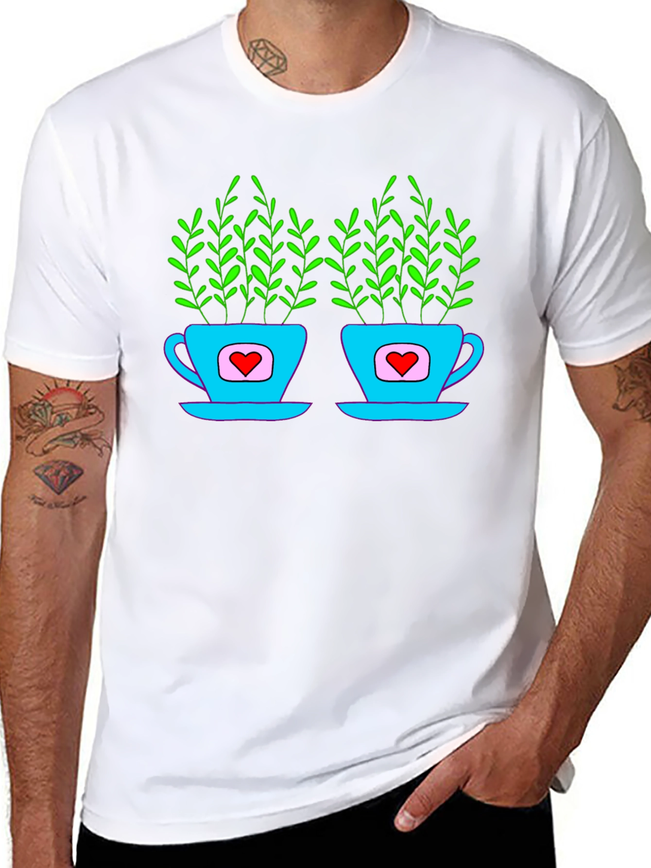 Black Heart Tea Cups T-Shirt view 8