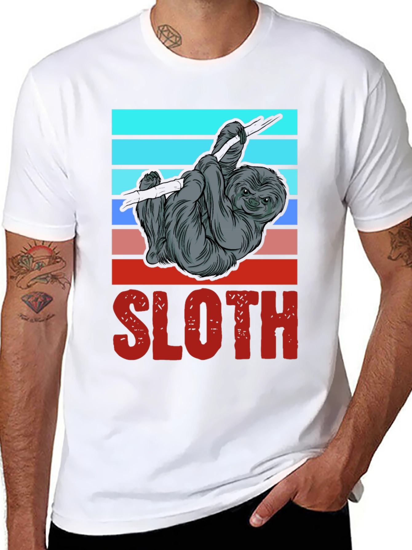 Black Retro Sloth Graphic Tee - Casual Comfort view 8