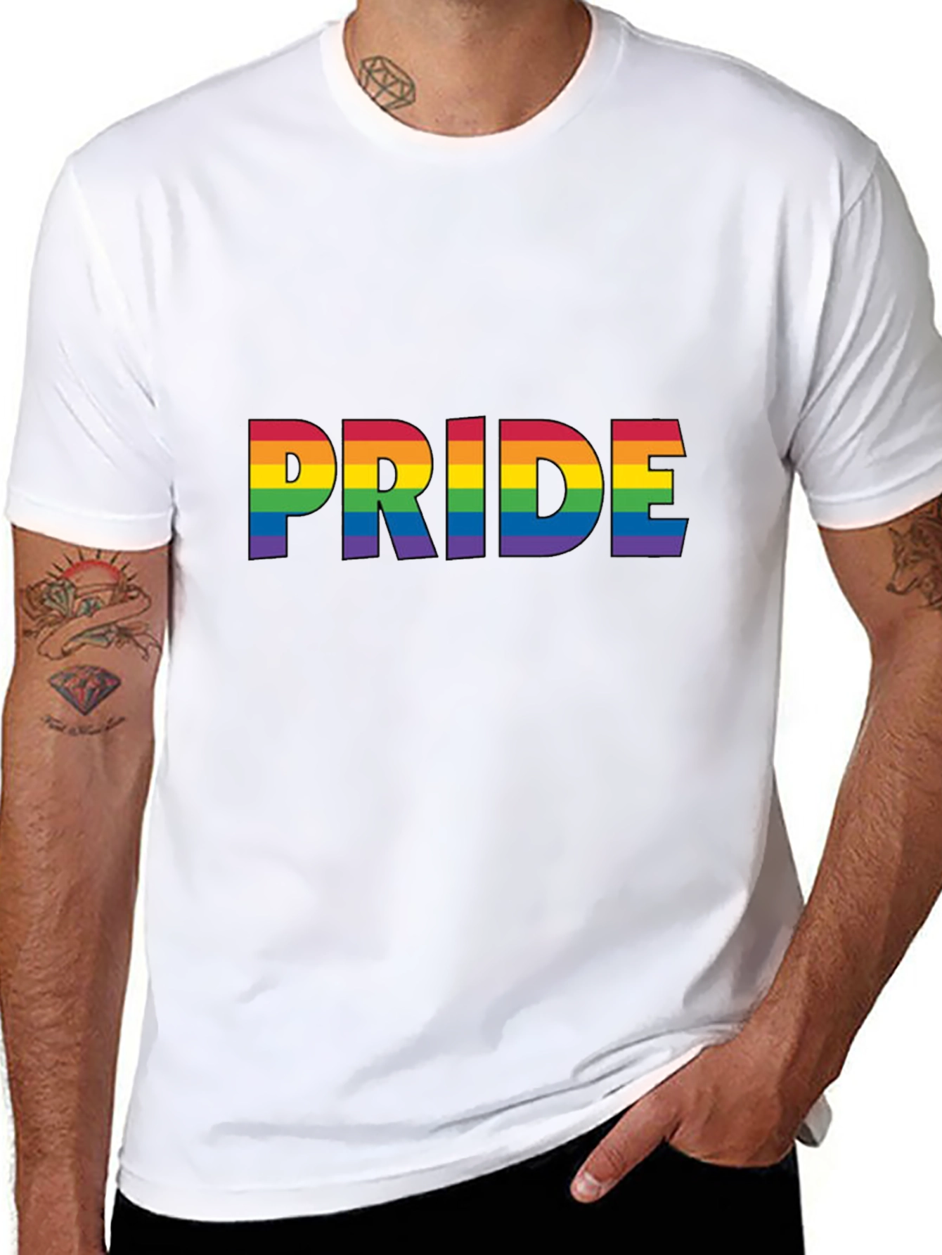 Pride Rainbow Graphic Tee - Black Cotton Comfort - 8