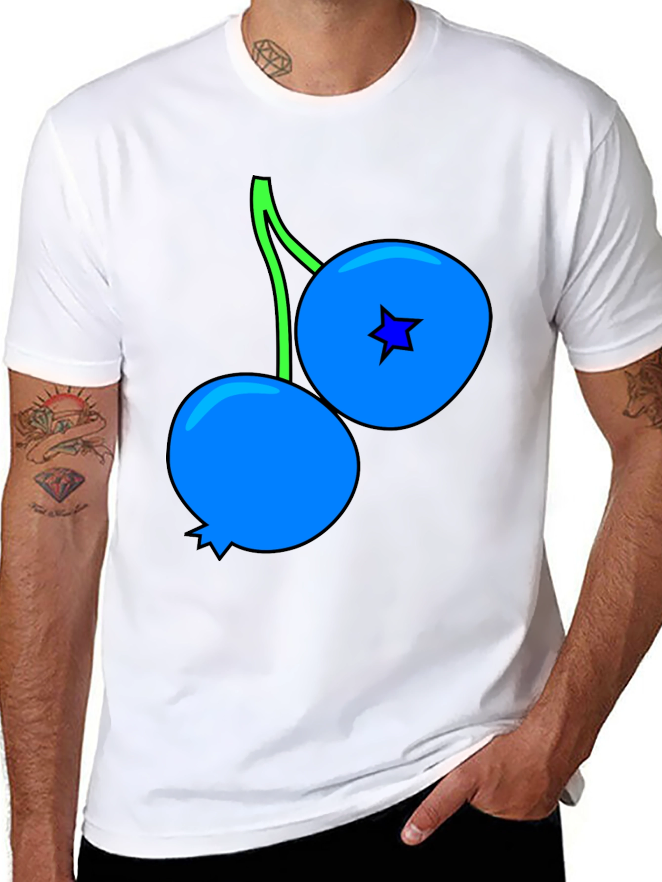 Black Blueberry Graphic Black T-Shirt view 8