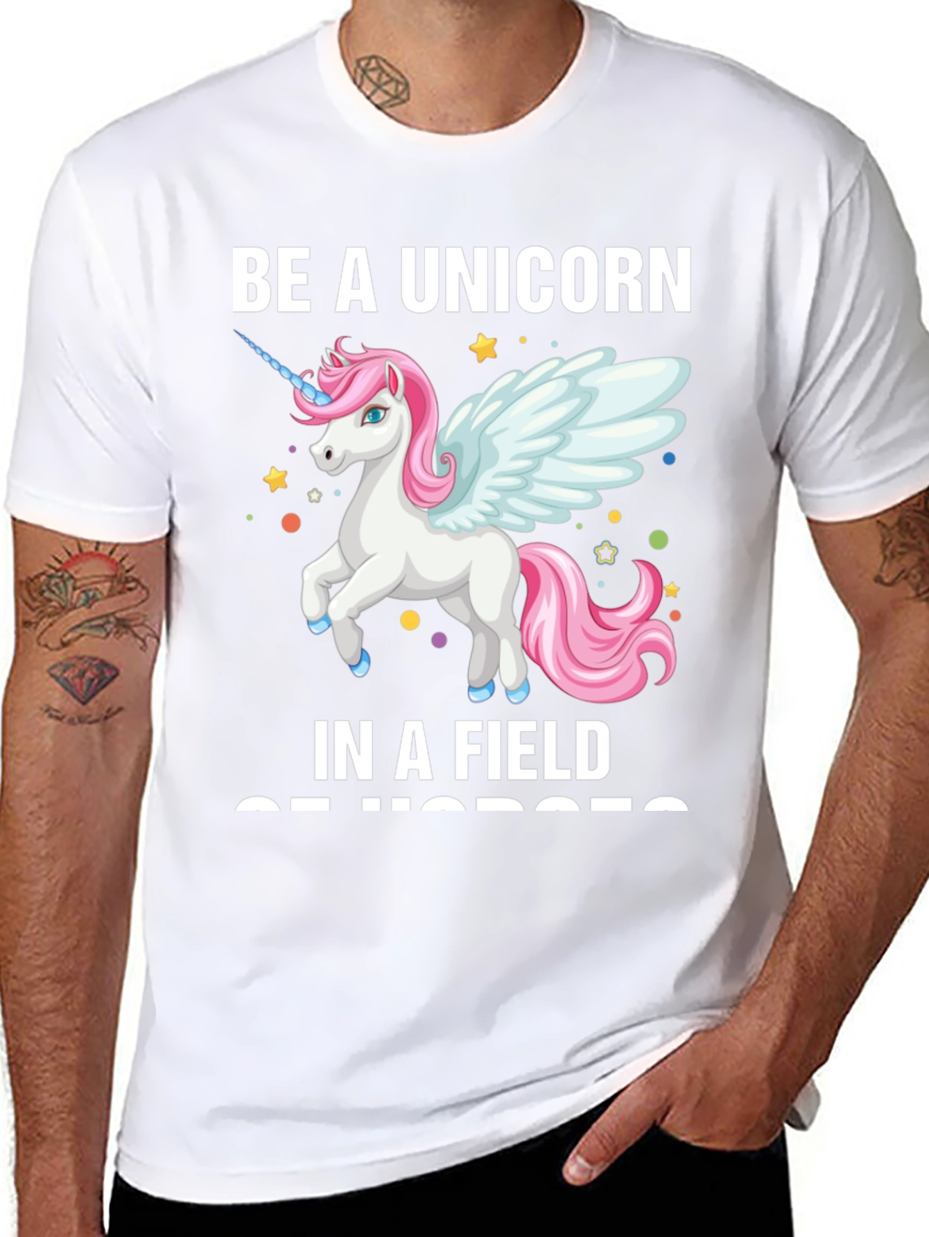 Black Be a Unicorn T-Shirt view 8