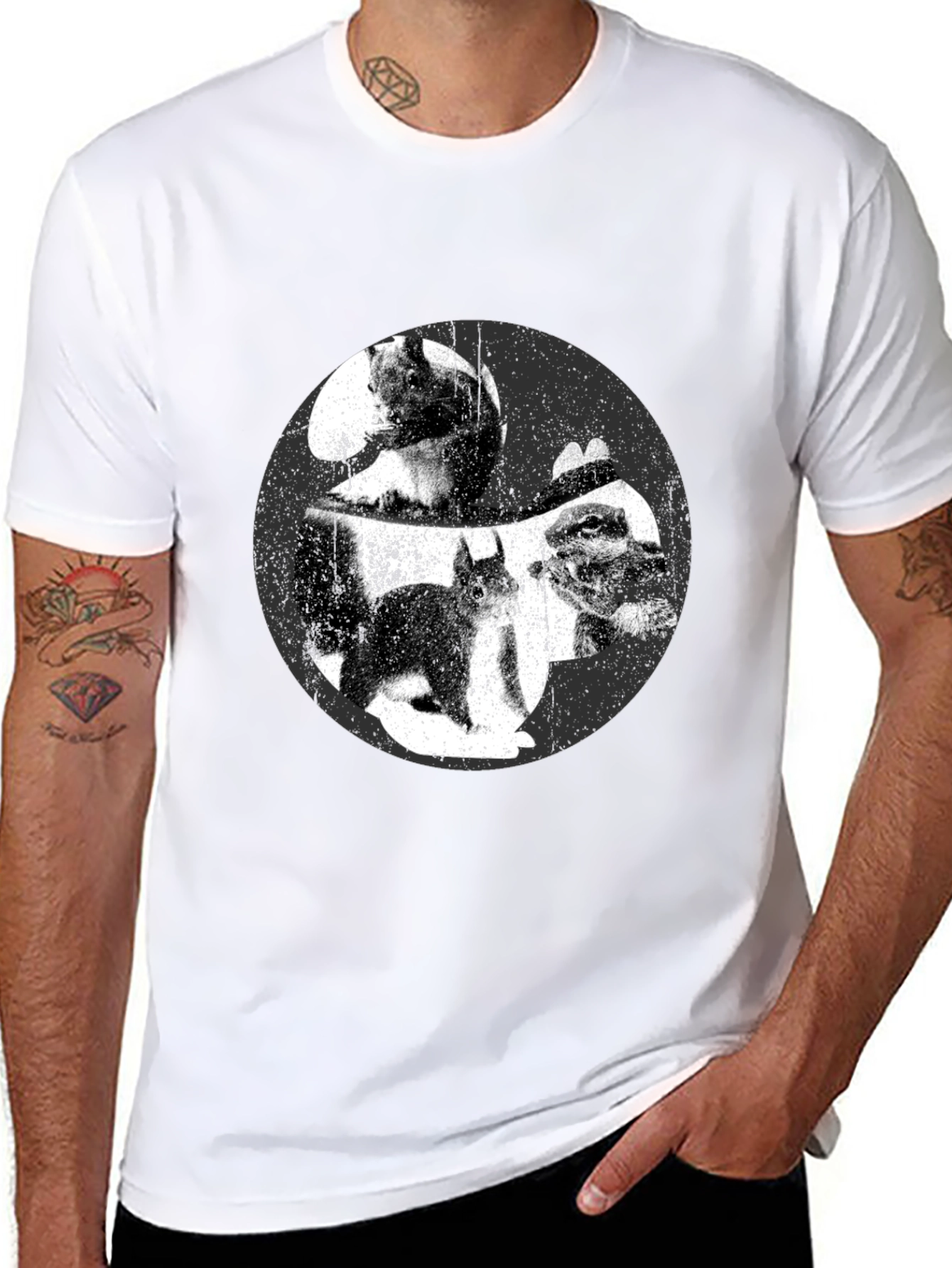 Black Squirrel Yin Yang Graphic T-Shirt - Black view 8