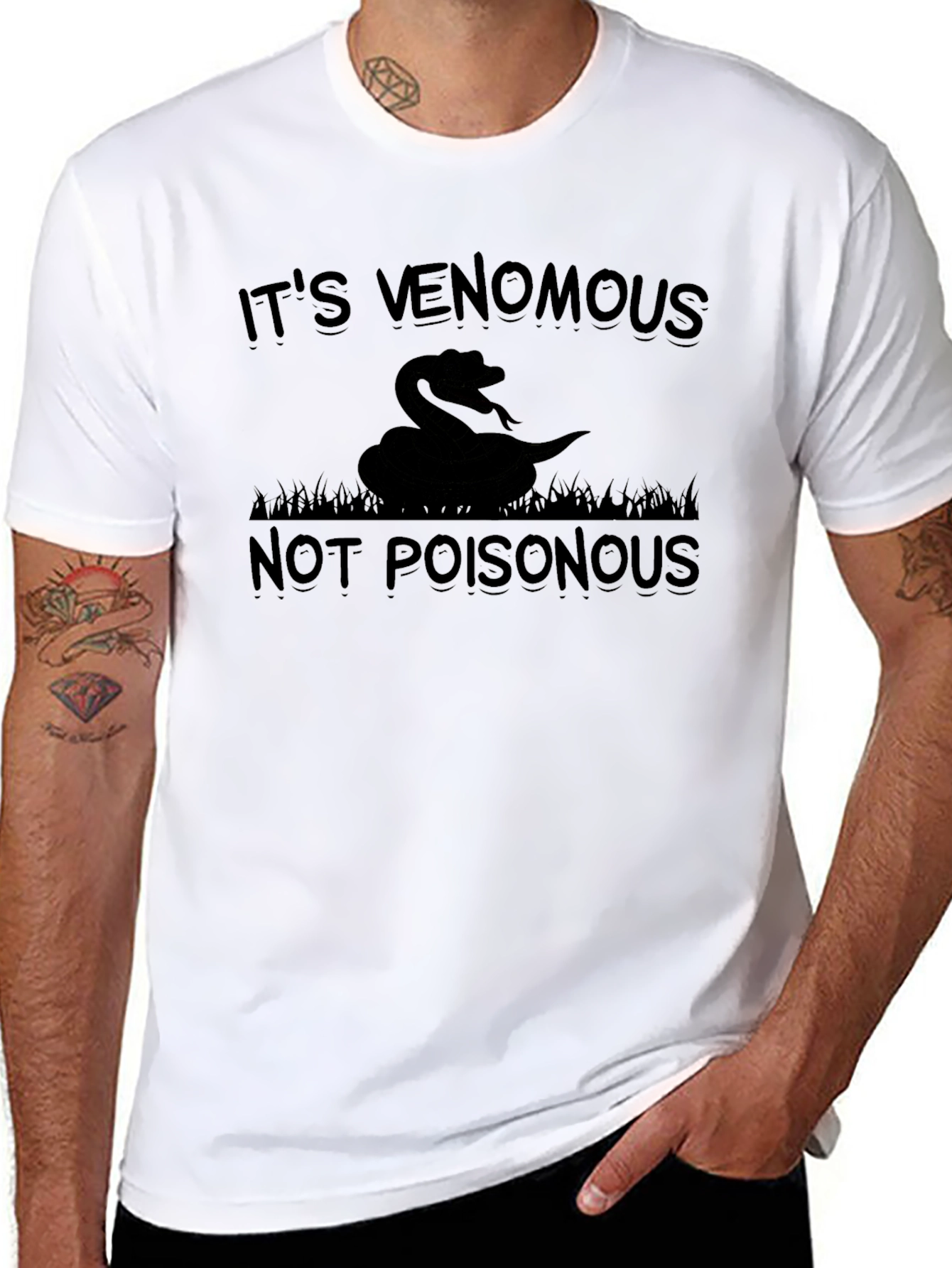 Black Venomous Snake Graphic Tee - Funny Nature T-Shirt view 8
