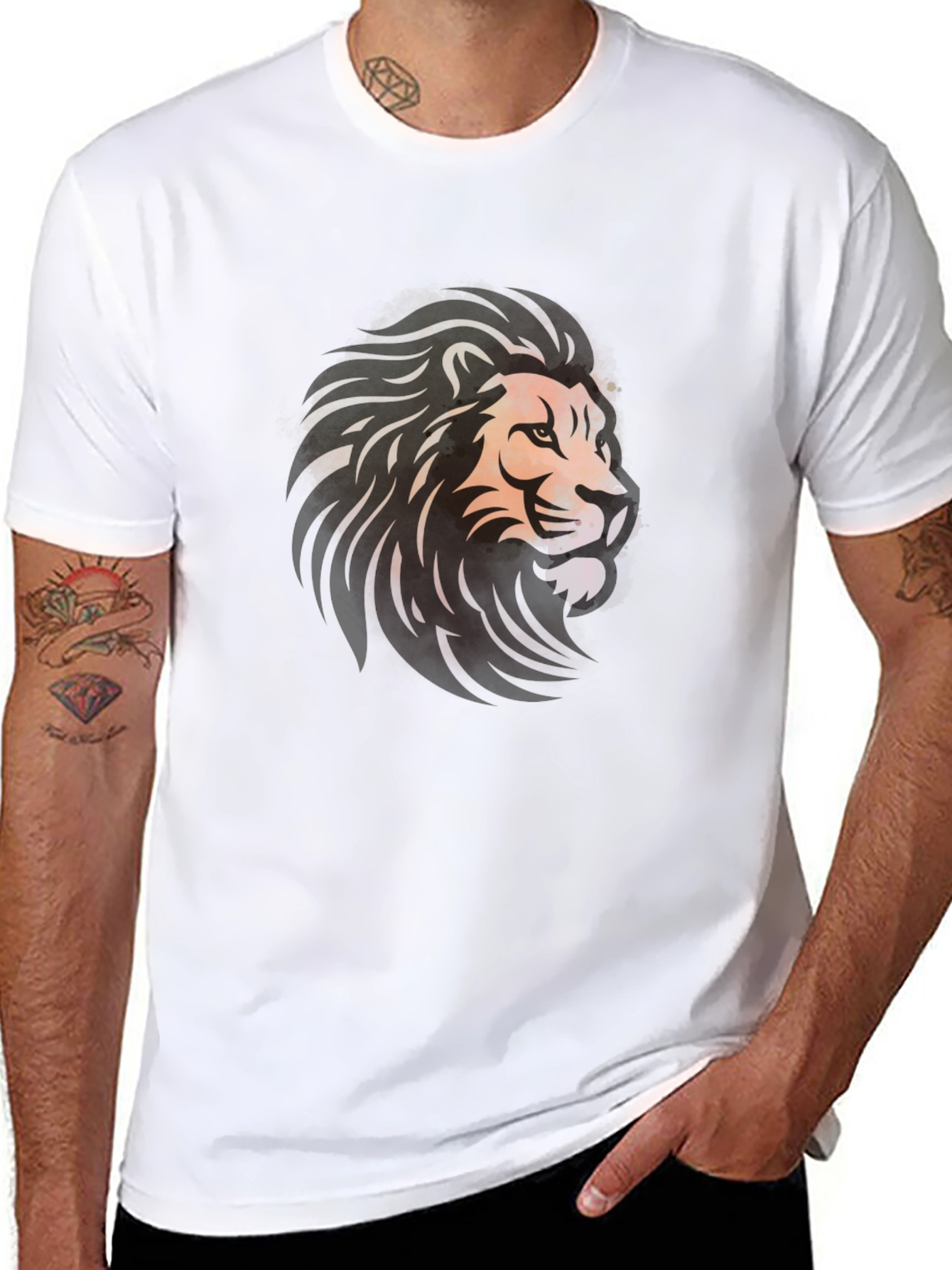 Black Lion Graphic Black T-Shirt - Bold Artistic Design view 8