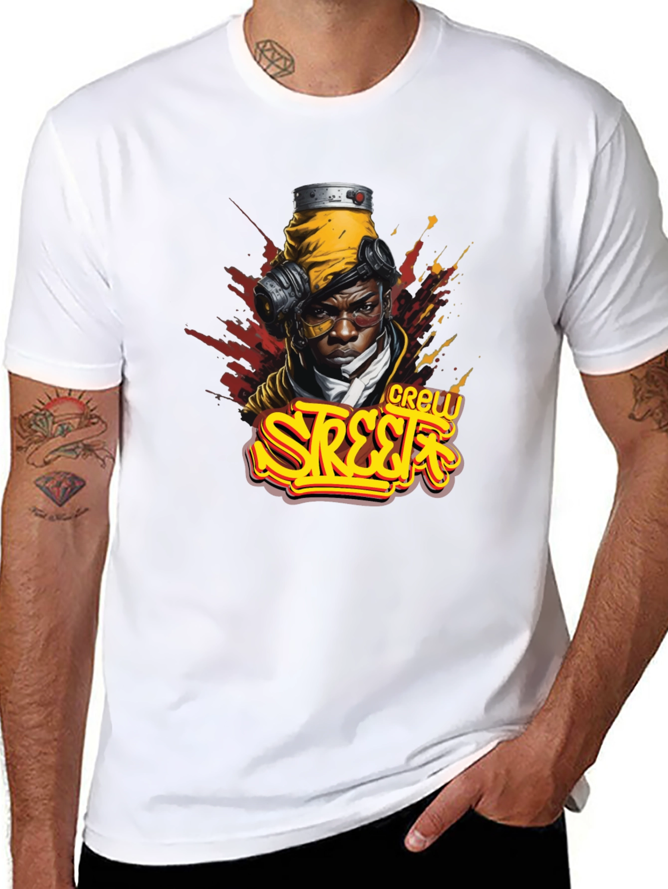 Black Street Crew Graphic T-Shirt - Urban Style view 8