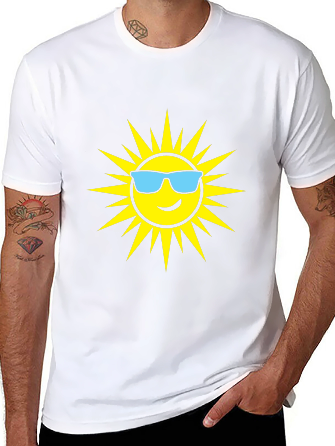 Black Cool Sun Graphic T-Shirt - Black Cotton Tee view 8