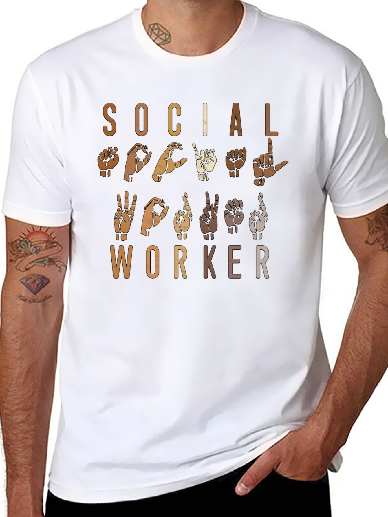 Black Social Worker Sign Language Graphic Tee view 8