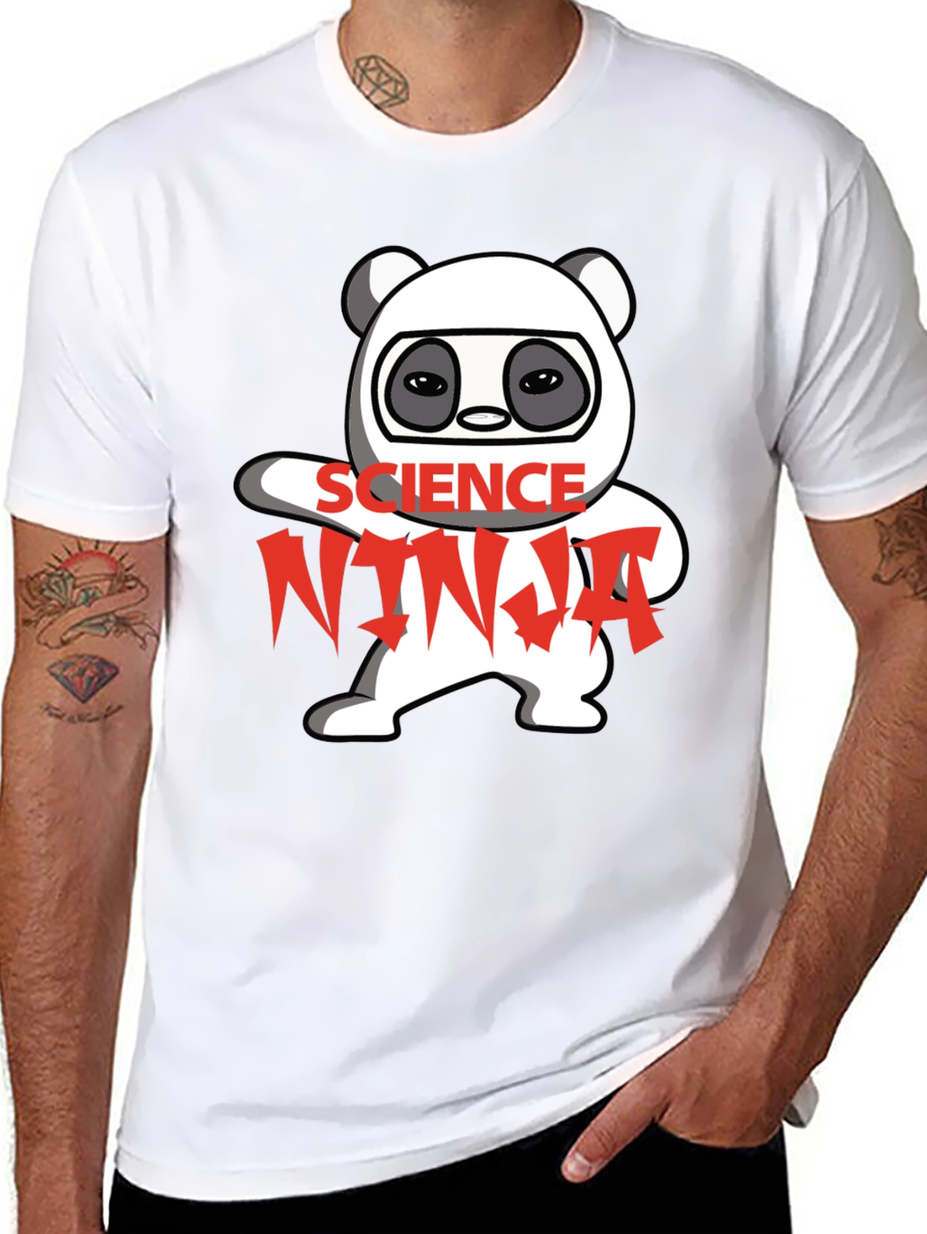 Black Science Ninja Panda Graphic T-Shirt view 8
