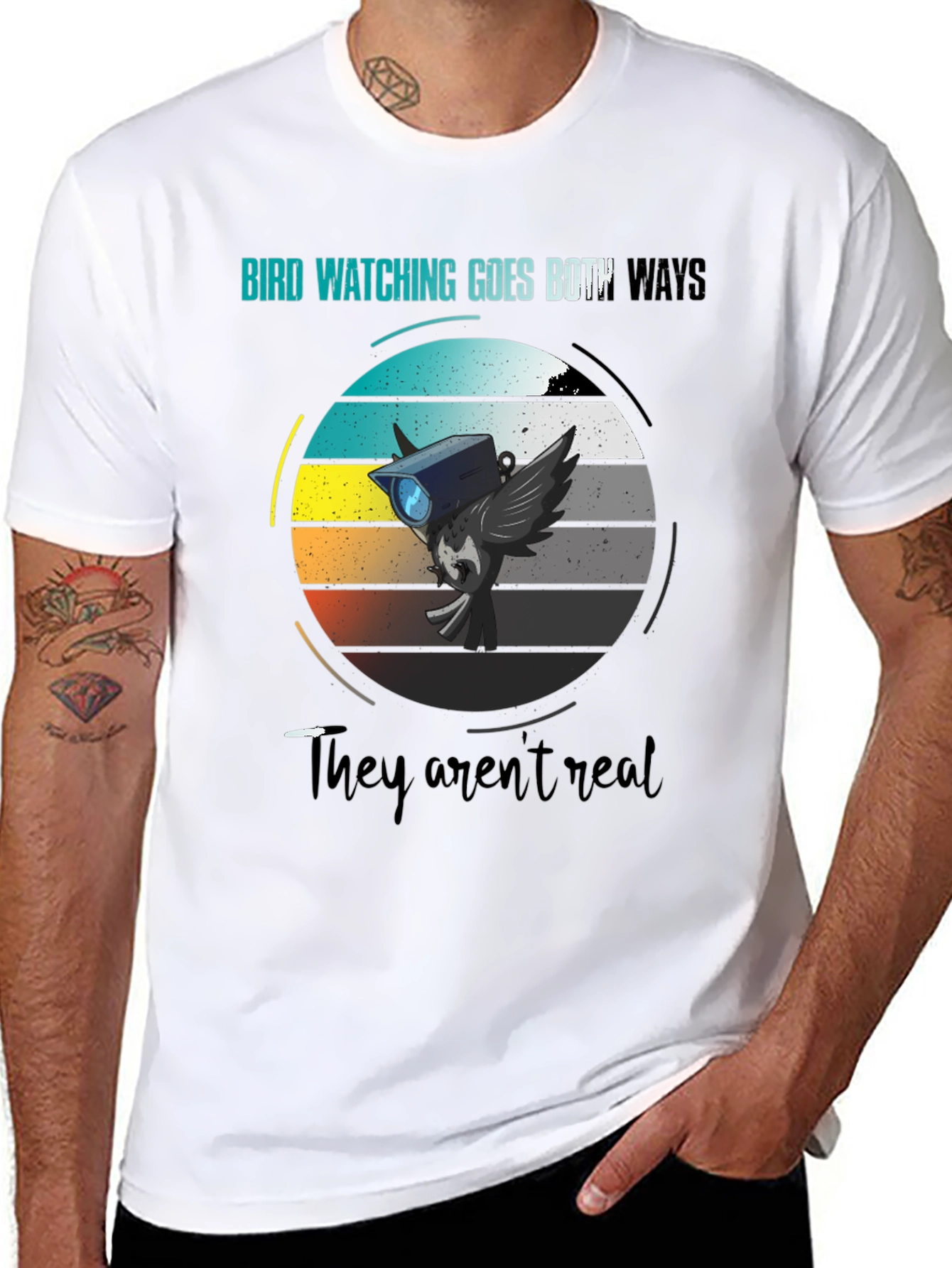 Black Bird Watching Goes Both Ways Graphic Tee view 8