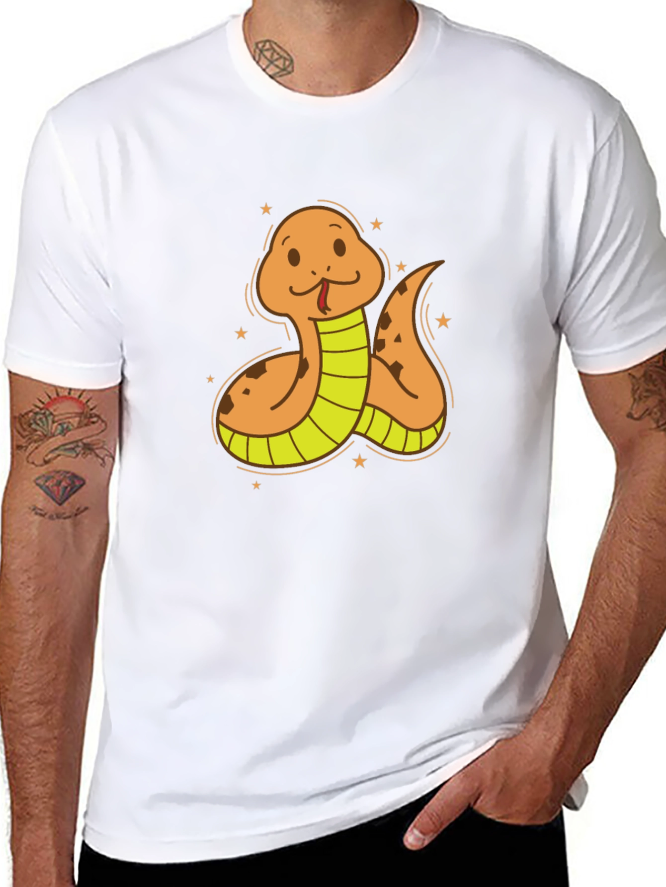 Black Cartoon Snake Graphic Tee - Soft Cotton Blend view 8