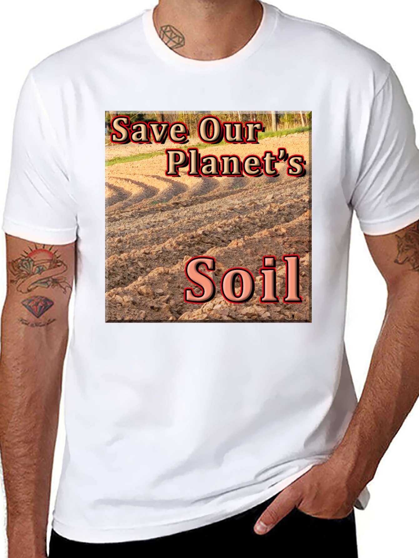 Black Save Our Planet's Soil T-Shirt view 8
