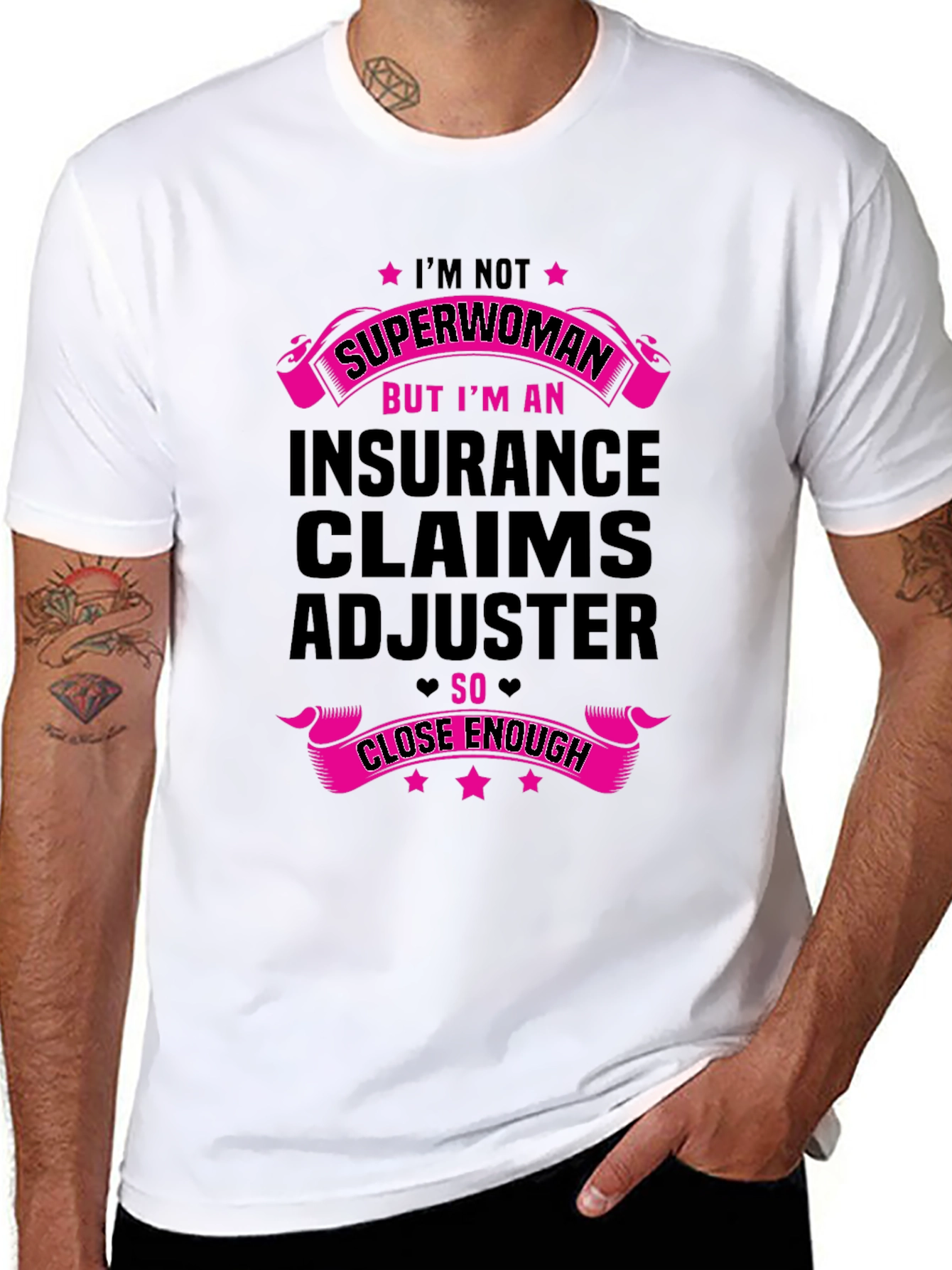 Black Insurance Claims Adjuster T-Shirt: Superwoman Close Enough! view 8