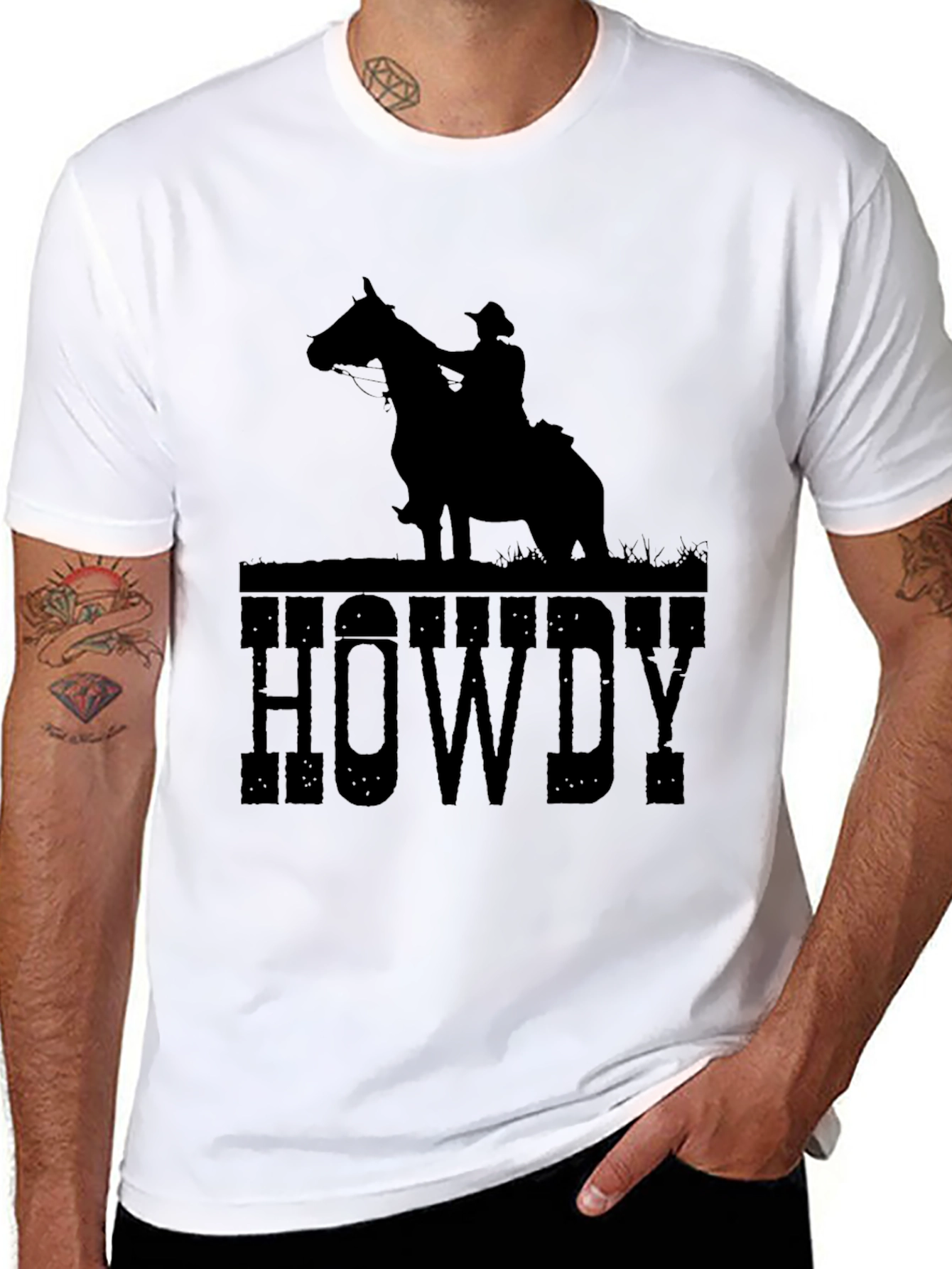Black Howdy Cowboy Silhouette Graphic Tee - Black view 8