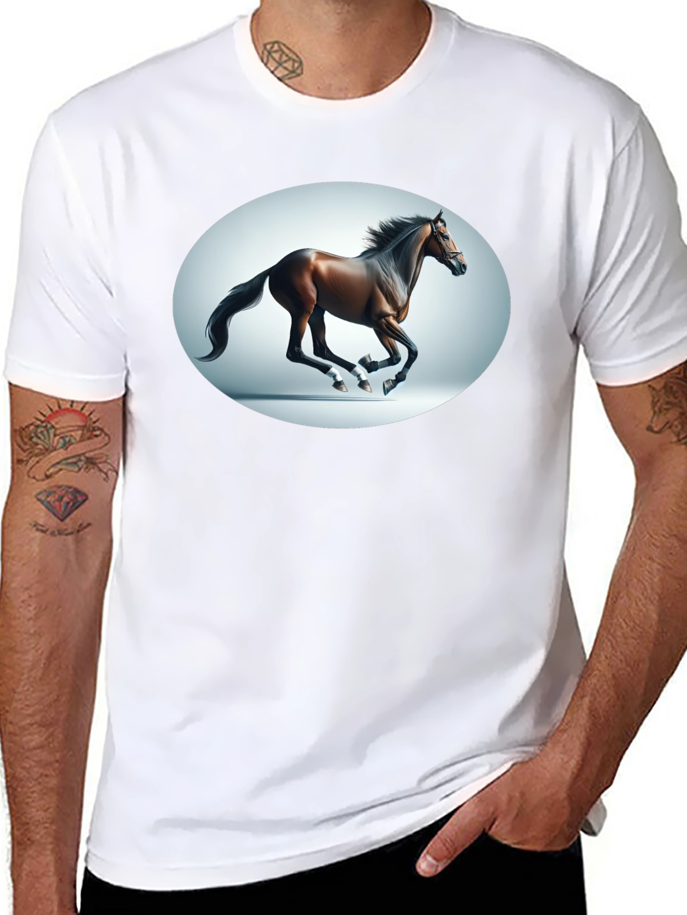 Black Galloping Horse Graphic Tee - Black view 8