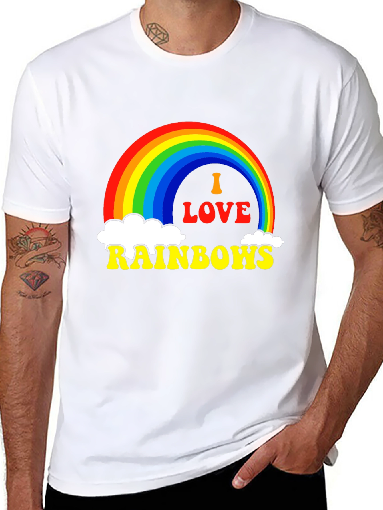 Black I Love Rainbows Graphic Tee - Black Pride T-Shirt view 8