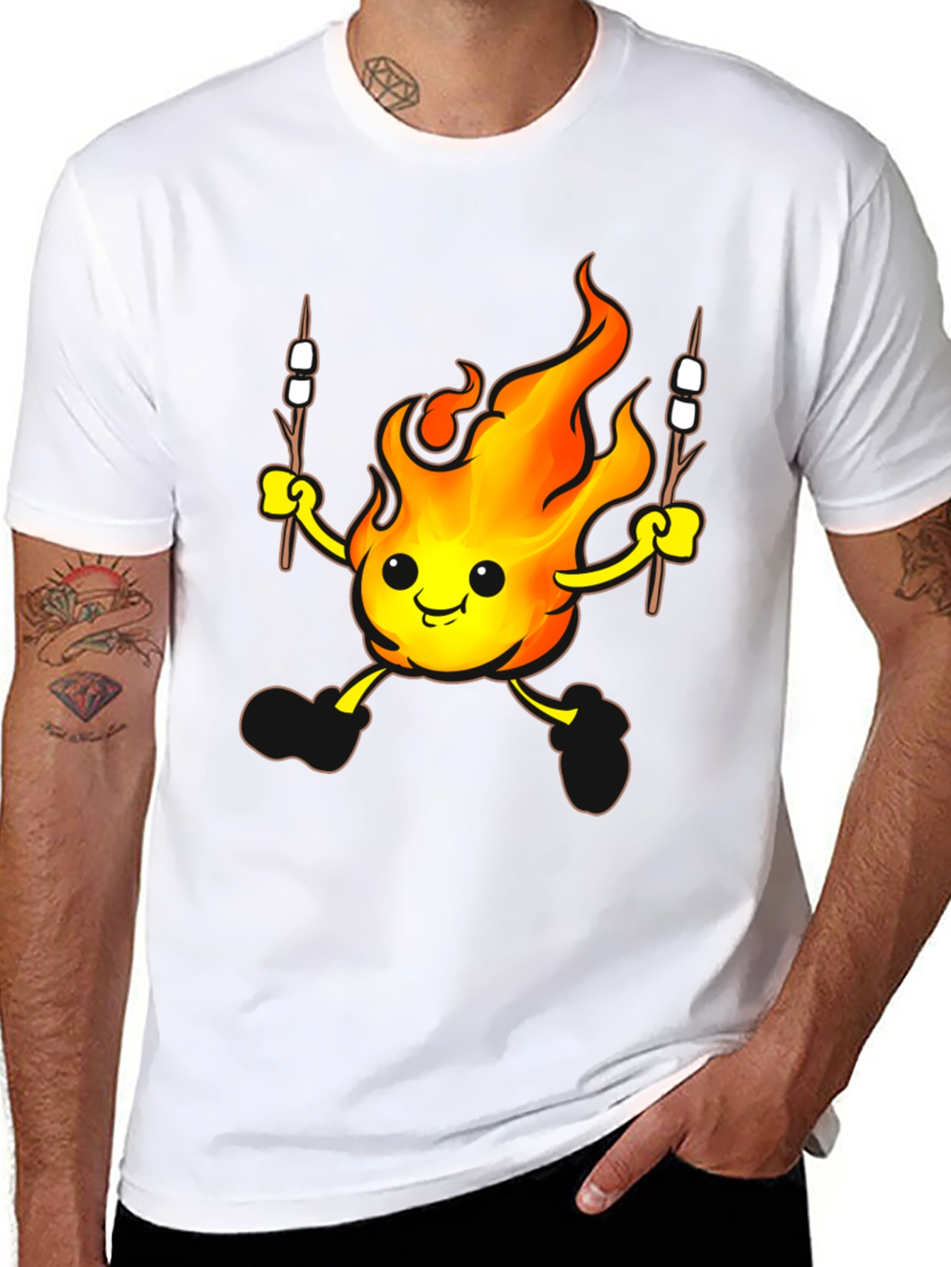 Black Funny Campfire Marshmallow T-Shirt view 8
