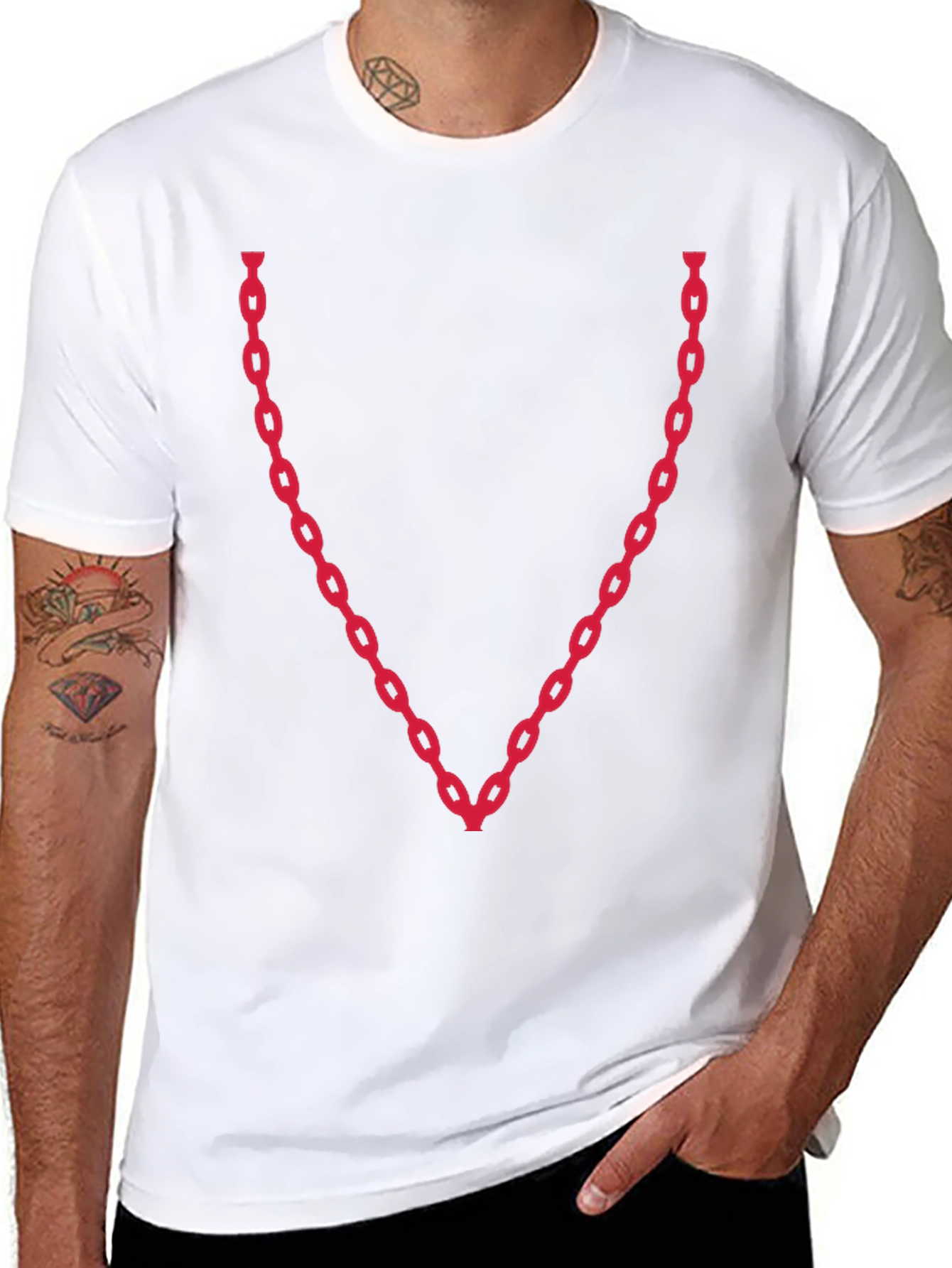 Black Chain V-Neck Graphic Tee - Bold & Stylish view 8