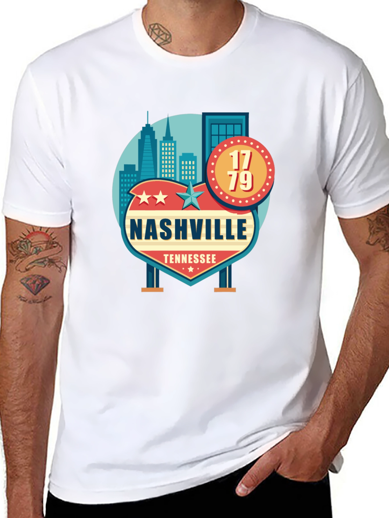 Nashville Tennessee Black T-Shirt - 8