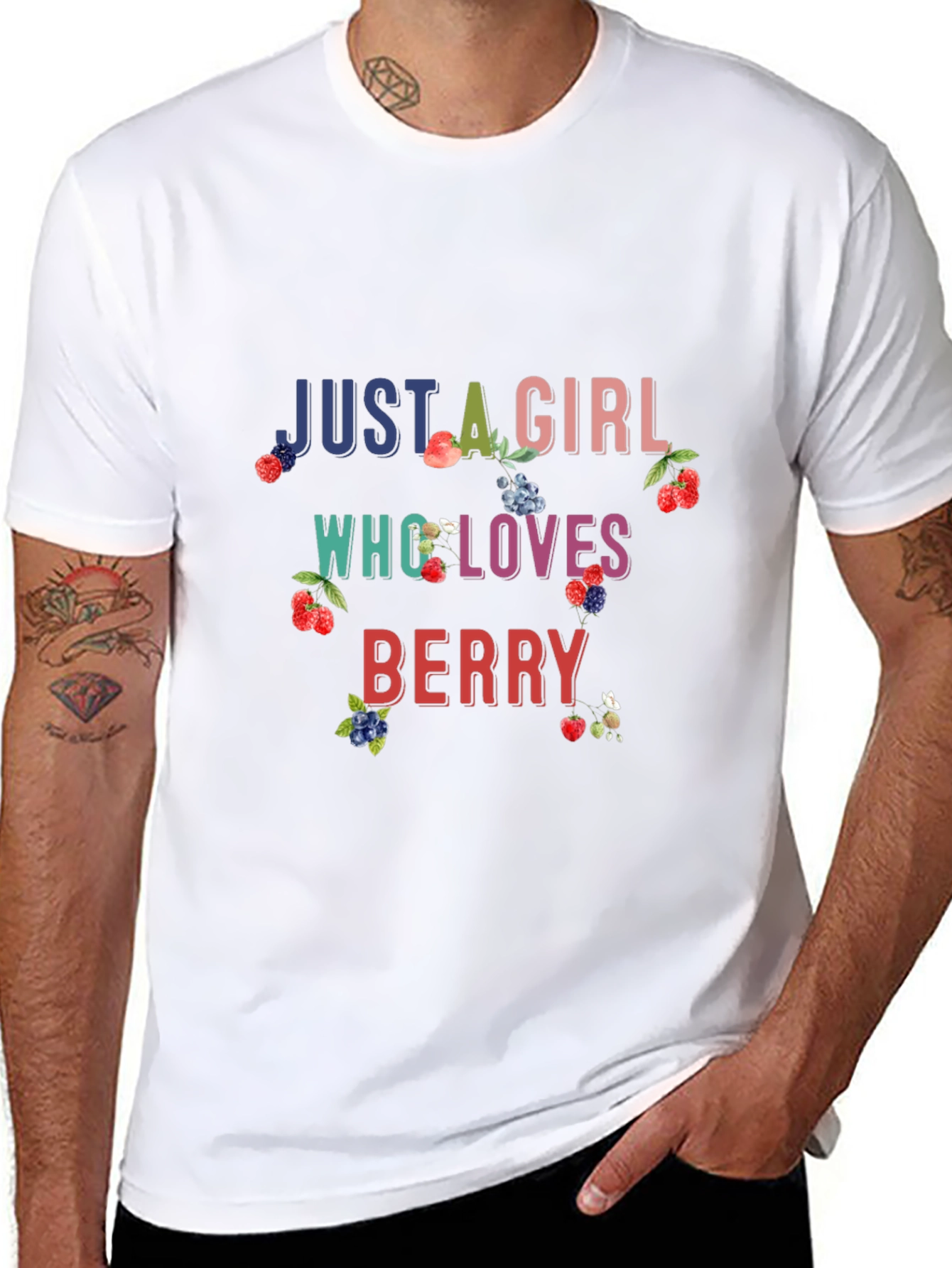 Black Just A Girl Who Loves Berry Black T-Shirt view 8