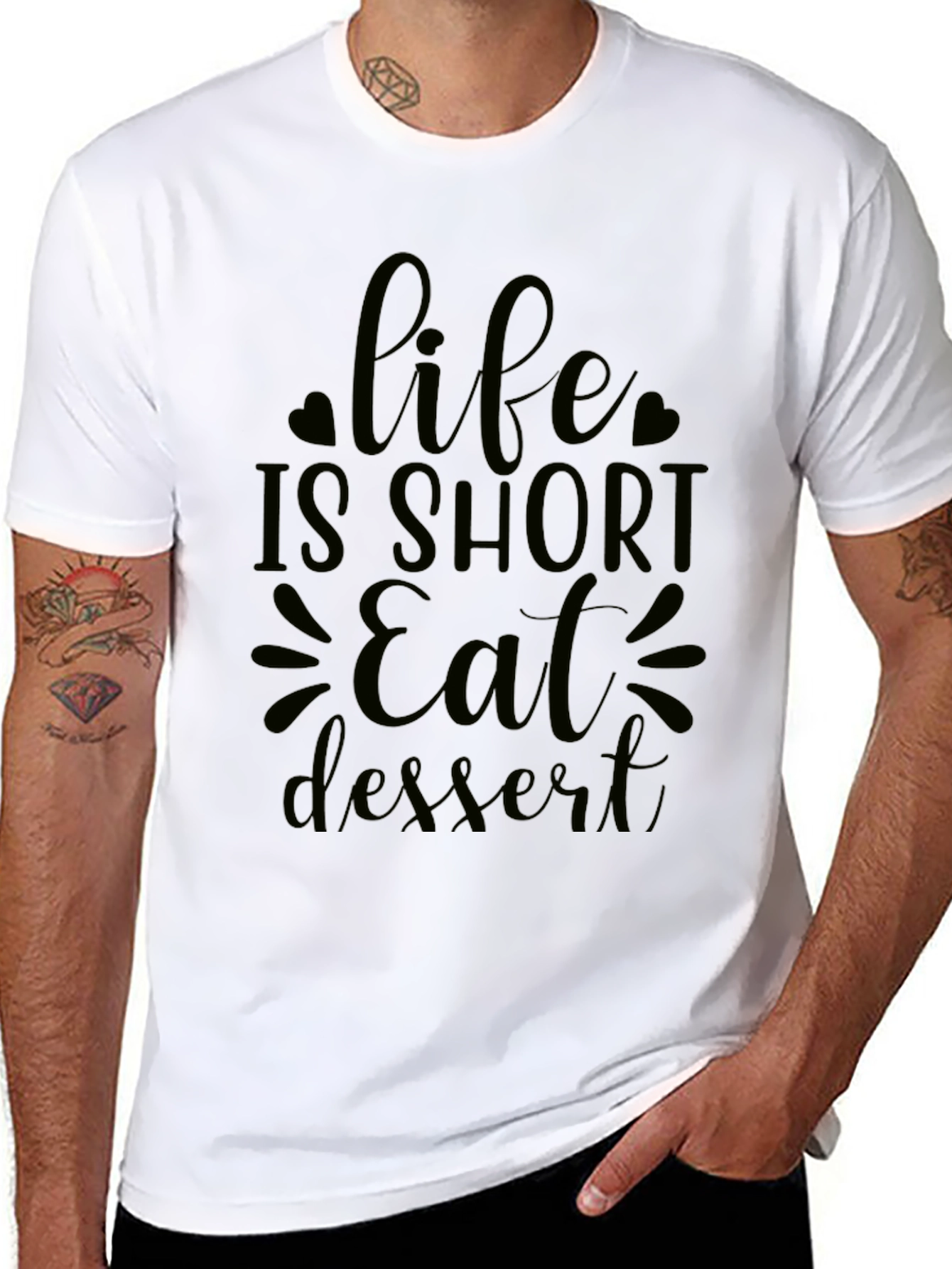 Black Life is Short Eat Dessert Black Graphic Tee view 8