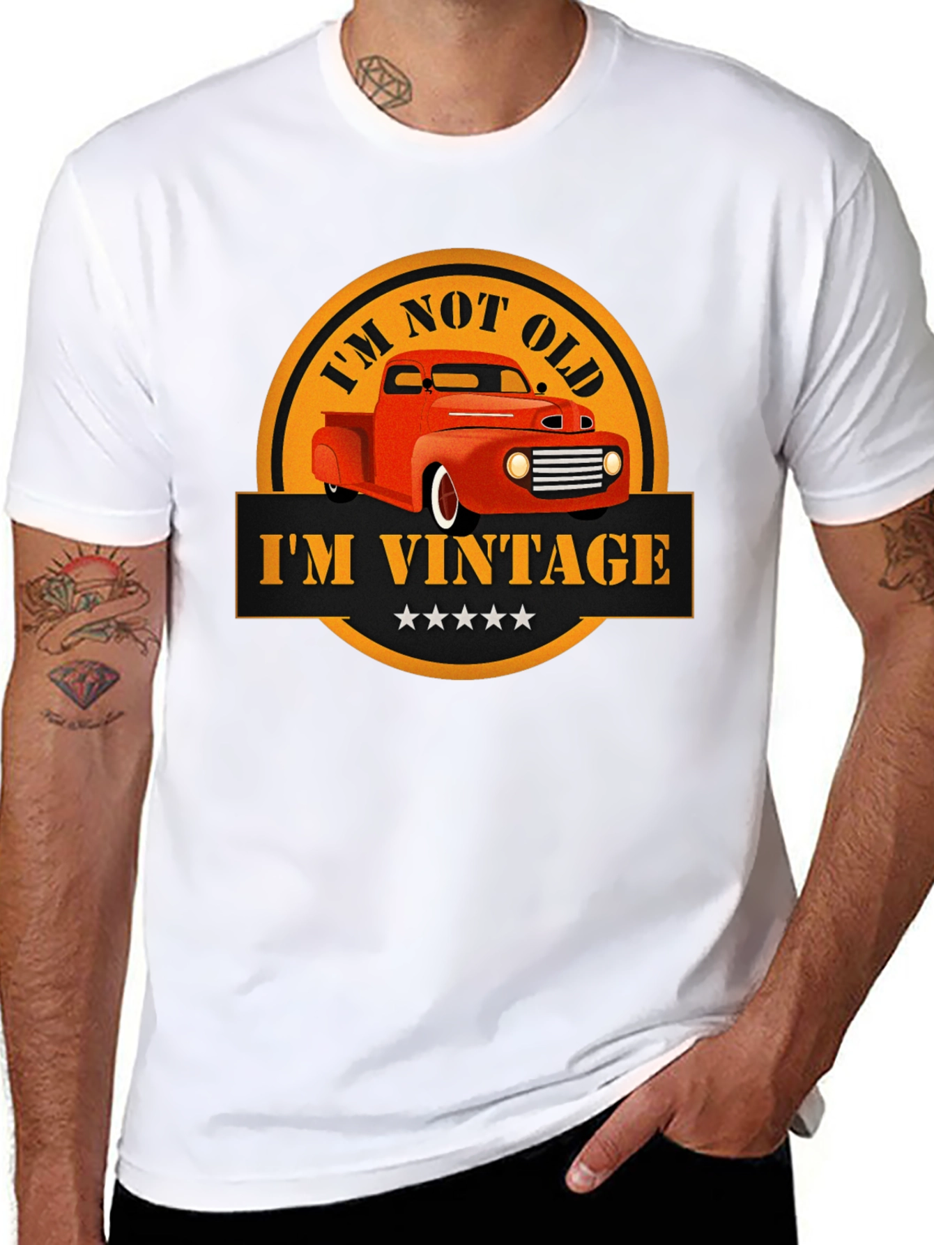 Black Vintage Car Graphic T-Shirt -  'I'm Not Old I'm Vintage' view 8