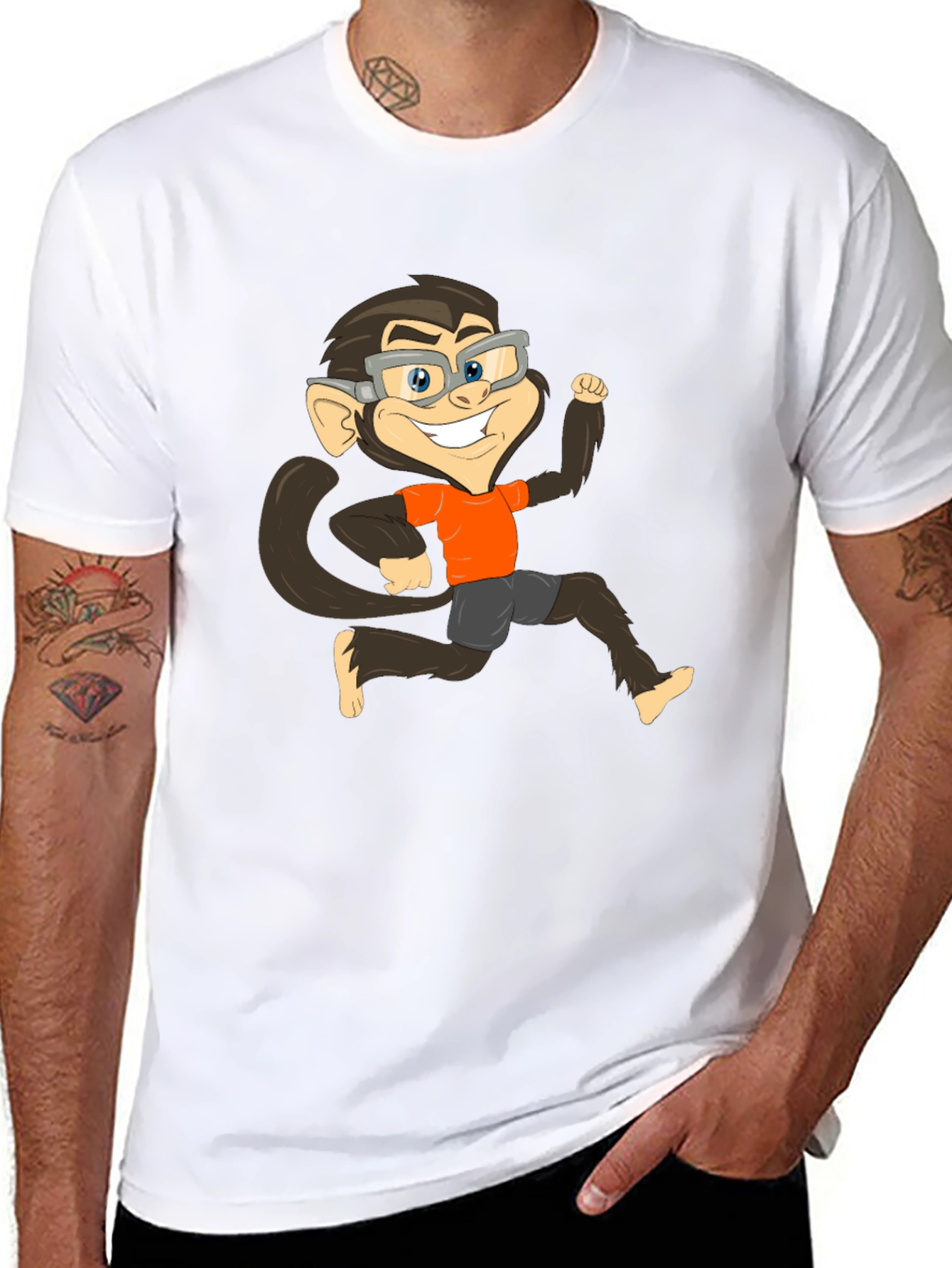 Black Monkey Cartoon Graphic T-Shirt view 8