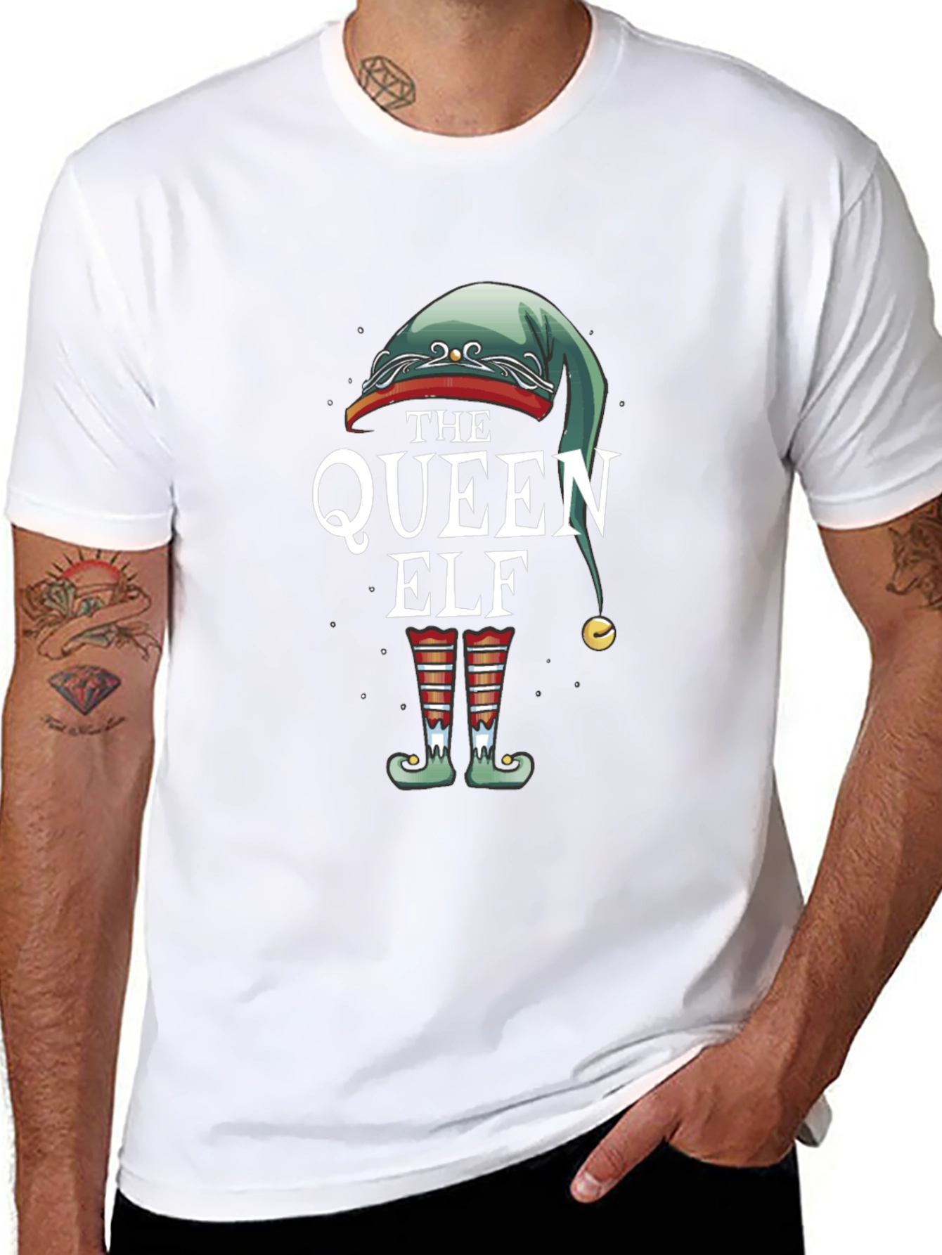 Black Queen Elf Graphic Tee - Holiday Festive Shirt view 8
