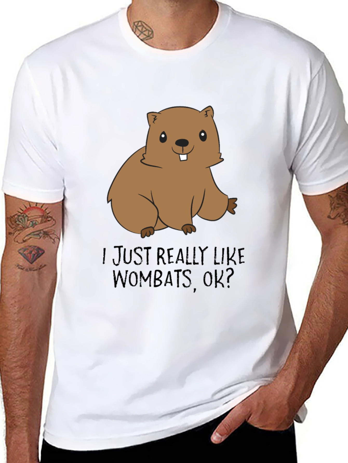 Black Wombat Lover T-Shirt - Cute Cartoon Animal Tee view 8