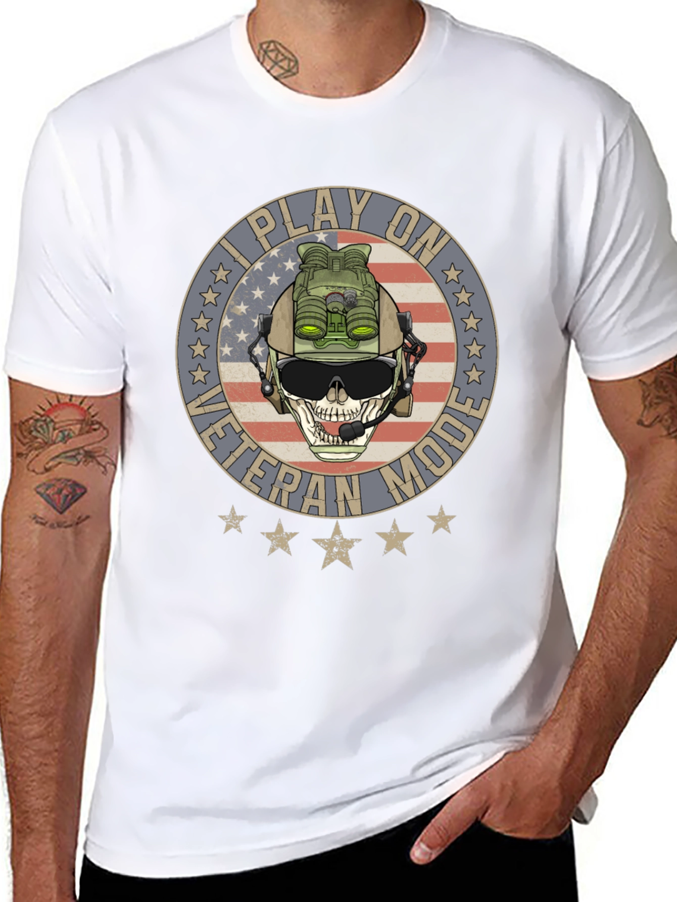 Black I Play on Veteran Mode Graphic T-Shirt view 8