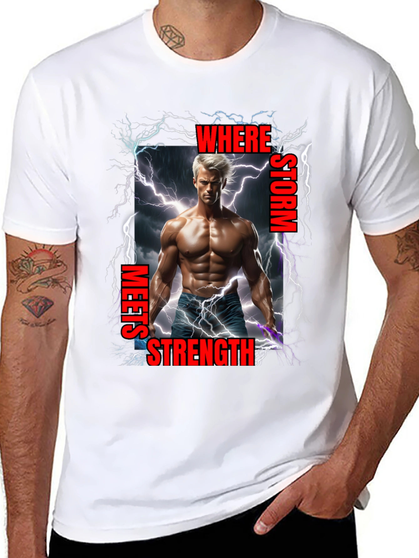 Black Storm Meets Strength Graphic T-Shirt view 8