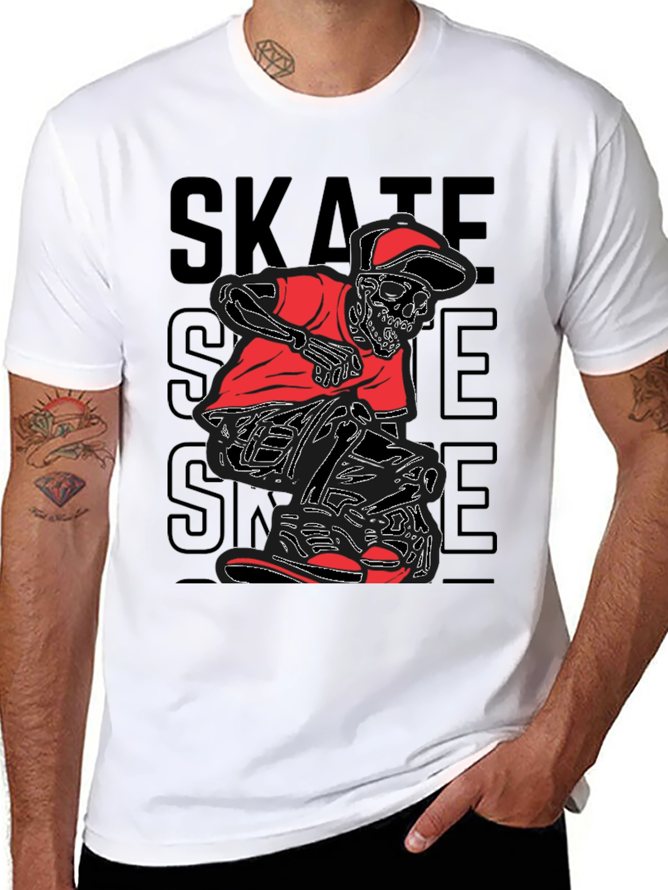 Black Skate Skeleton Graphic Tee - Edgy Style view 8