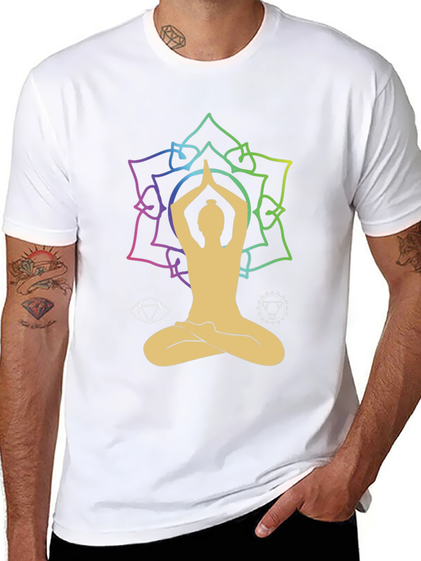 Black Yoga Lotus Chakra T-Shirt view 8