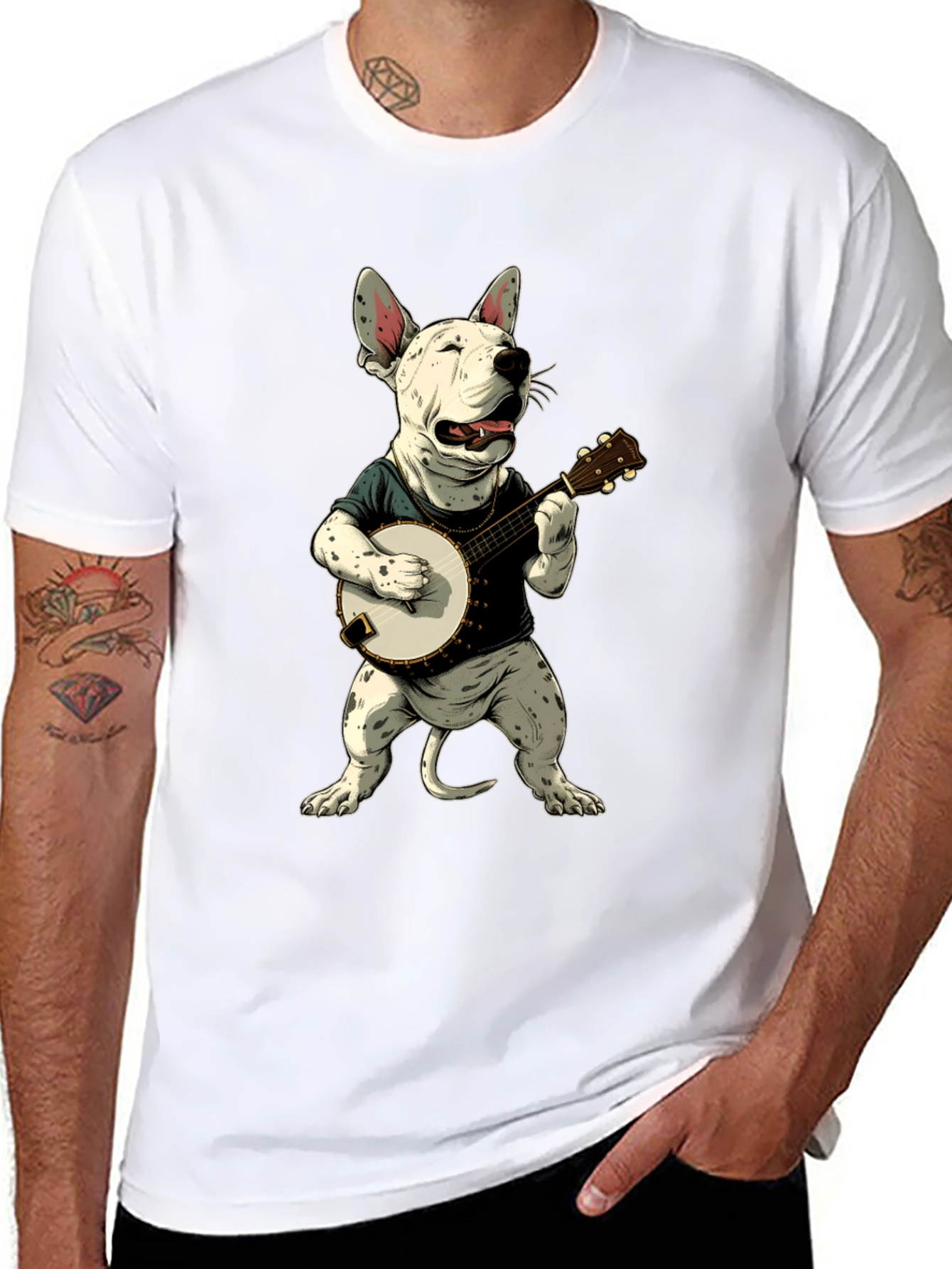 Black Dog Playing Banjo Graphic T-Shirt view 8