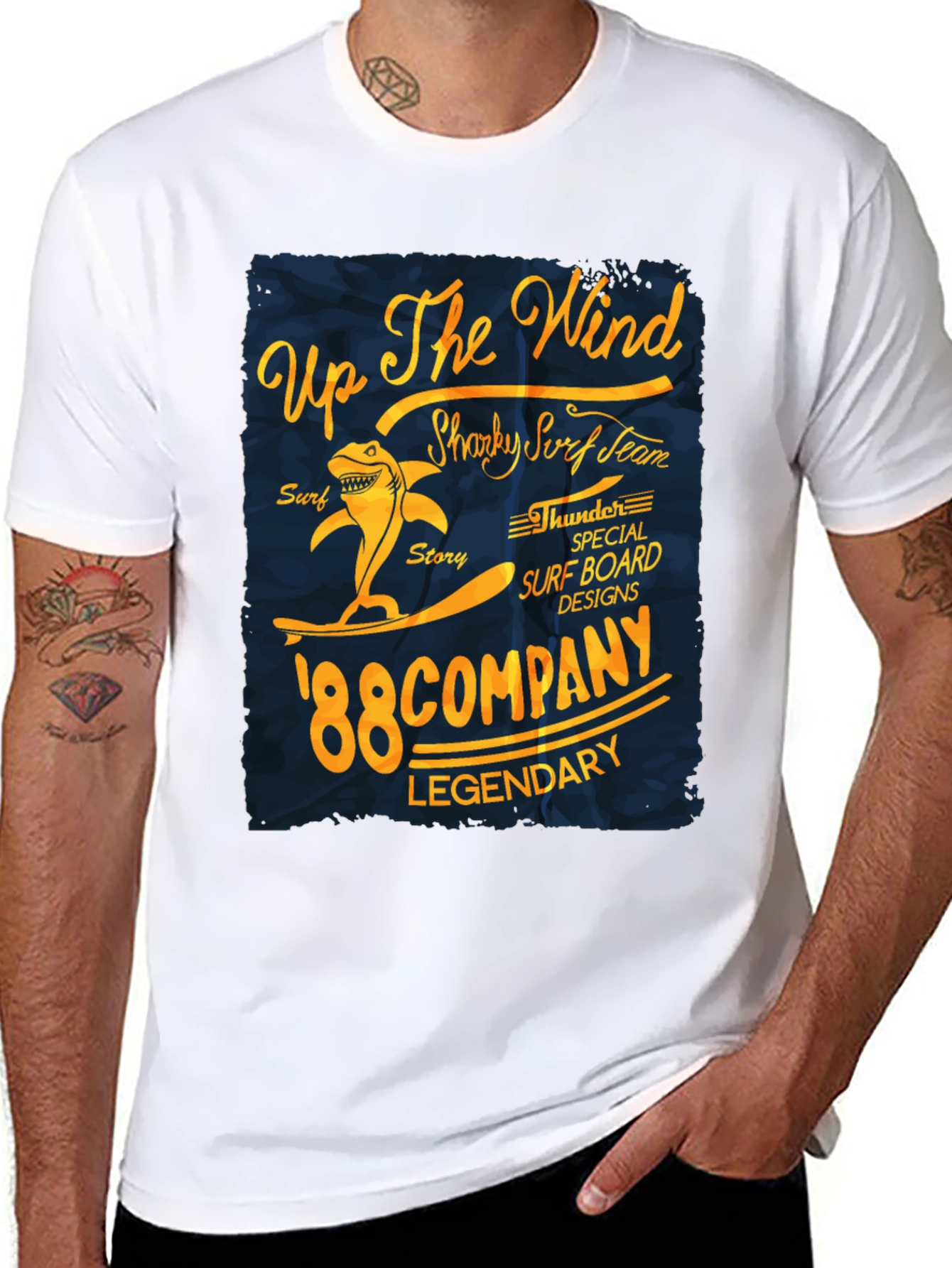 Black Sharky Surf Team T-Shirt: Up The Wind, '88 Company Legendary view 8