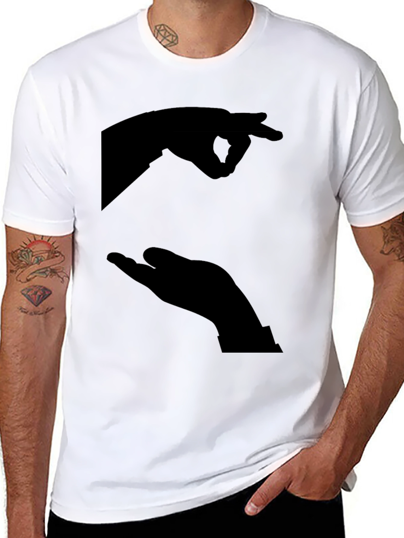 Black Funny Silhouette Hands Black T-Shirt view 8