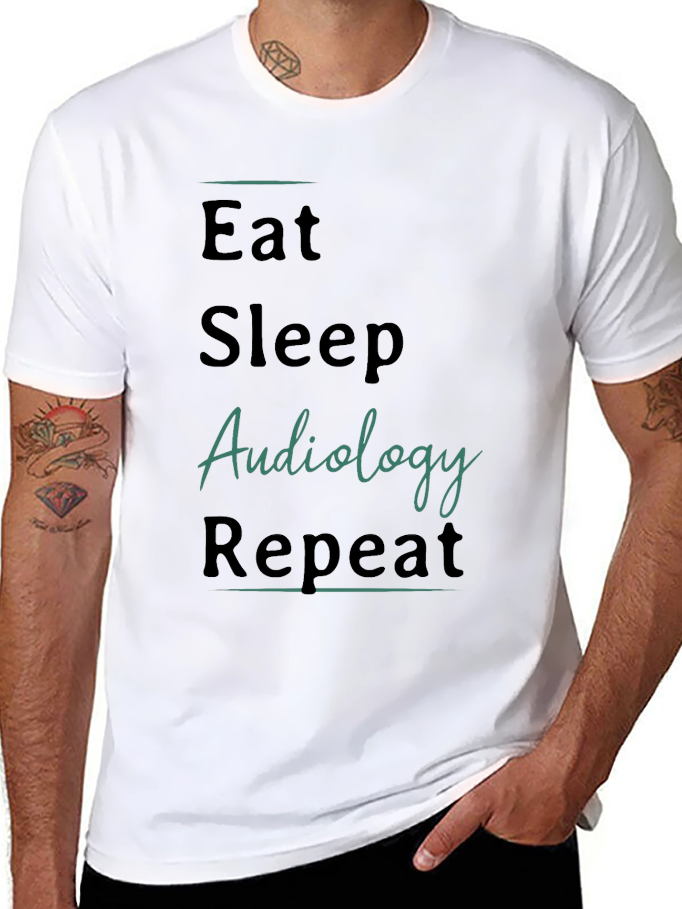 Eat Sleep Audiology Repeat Black T-Shirt - 8