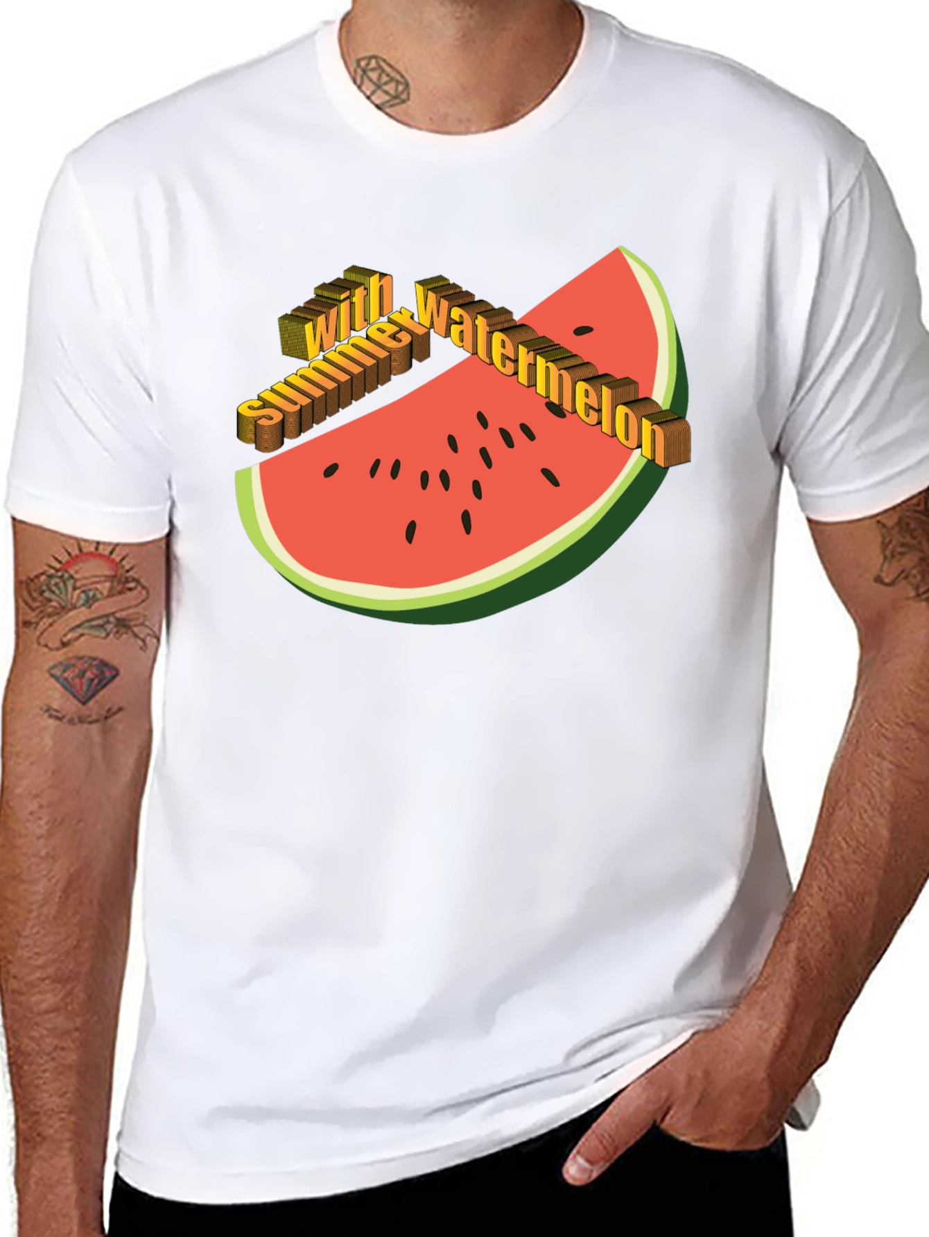 Black Summer Watermelon Graphic Tee view 8