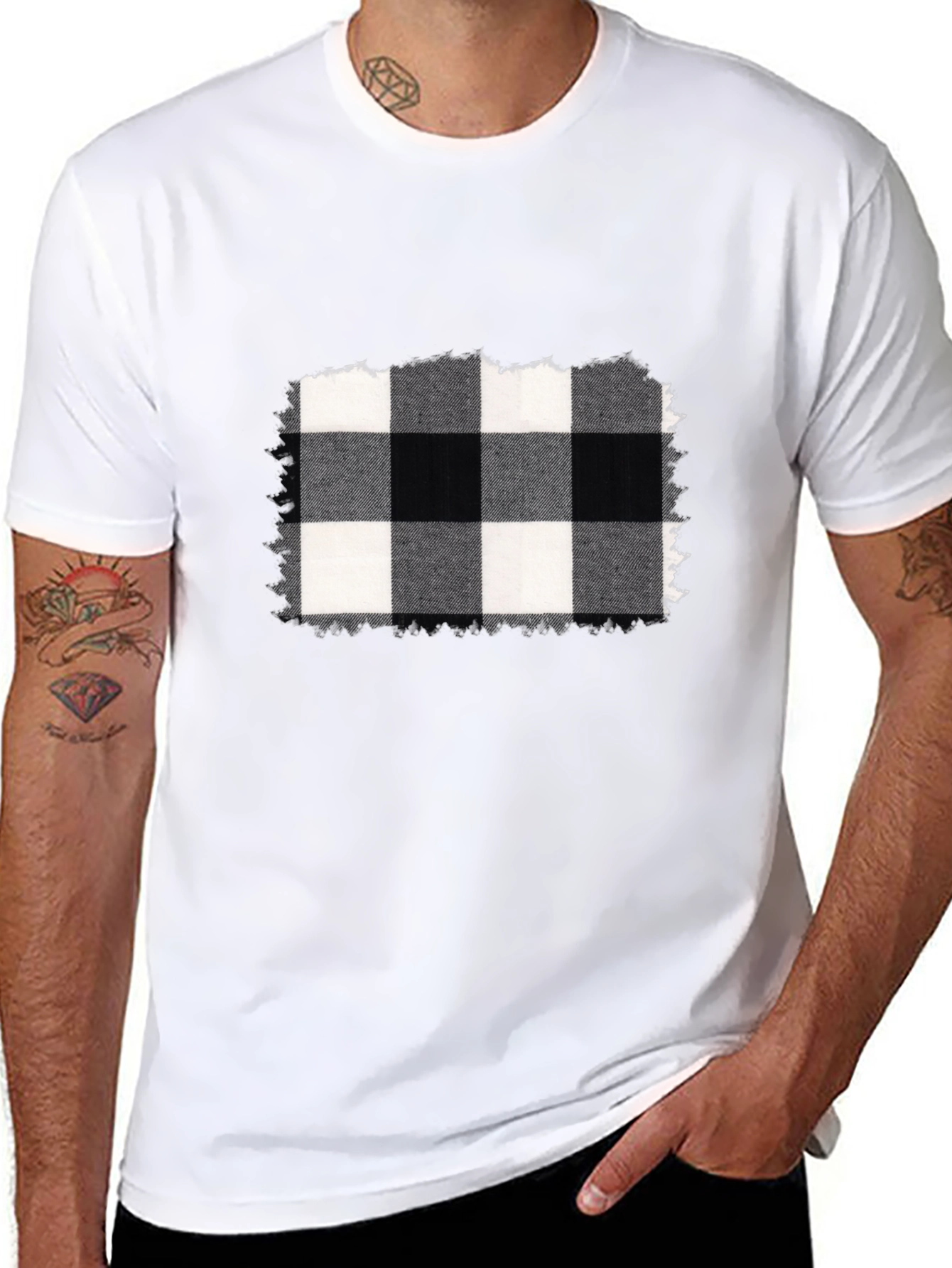 Black Buffalo Plaid Graphic Tee view 8