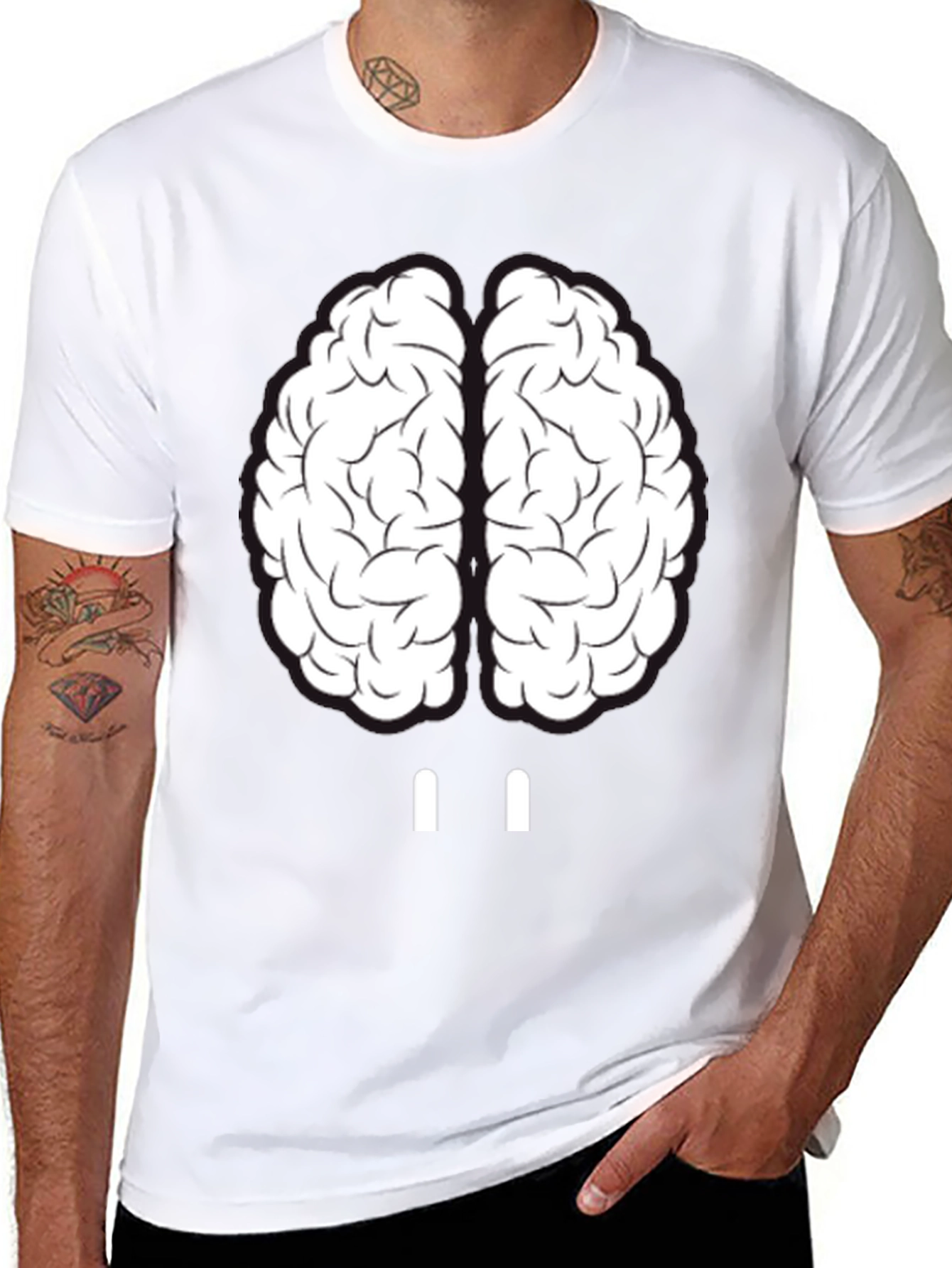Black Brain Graphic Tee - Unisex Crew Neck T-Shirt view 8