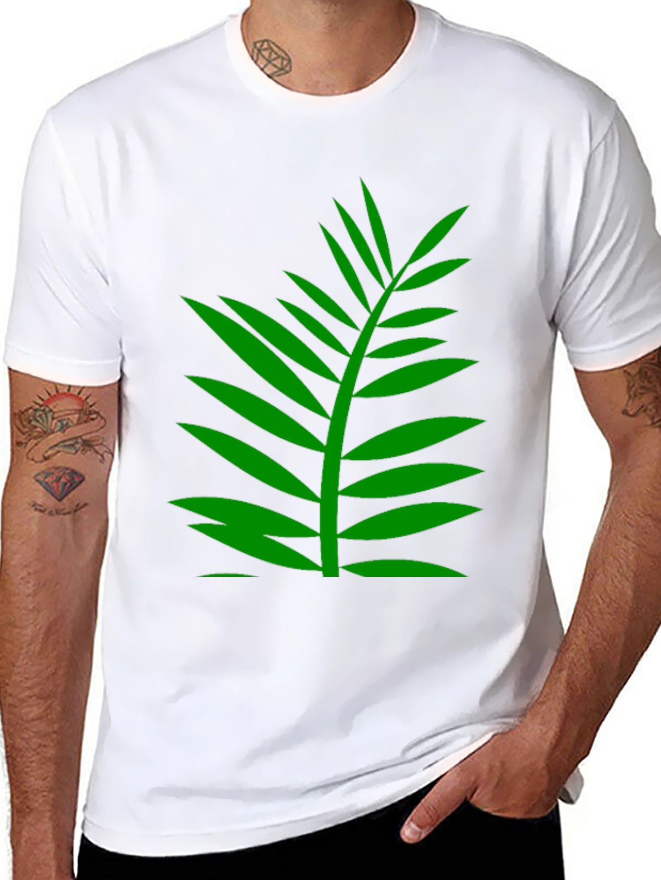 Black Tropical Palm Leaf Graphic T-Shirt - Black view 8