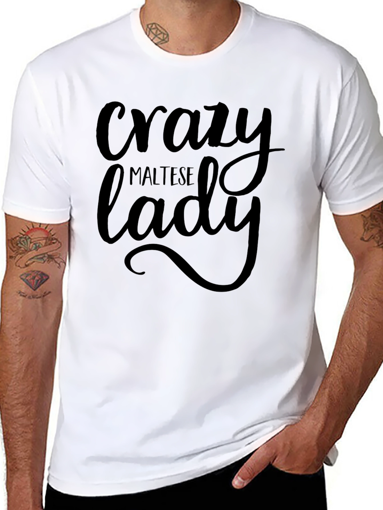 Black Crazy Maltese Lady Black T-Shirt view 8