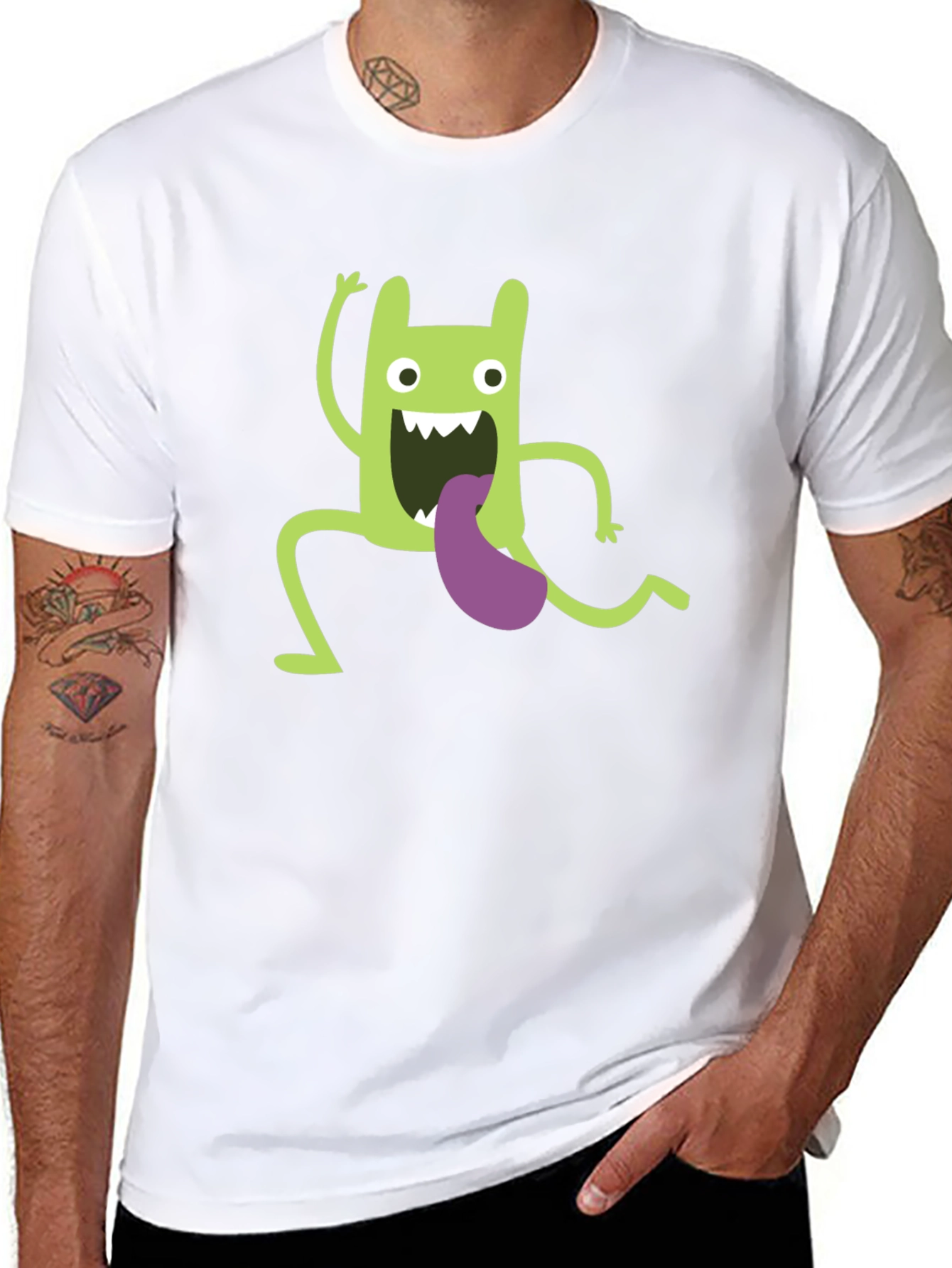 Black Funny Green Monster Graphic T-Shirt view 8
