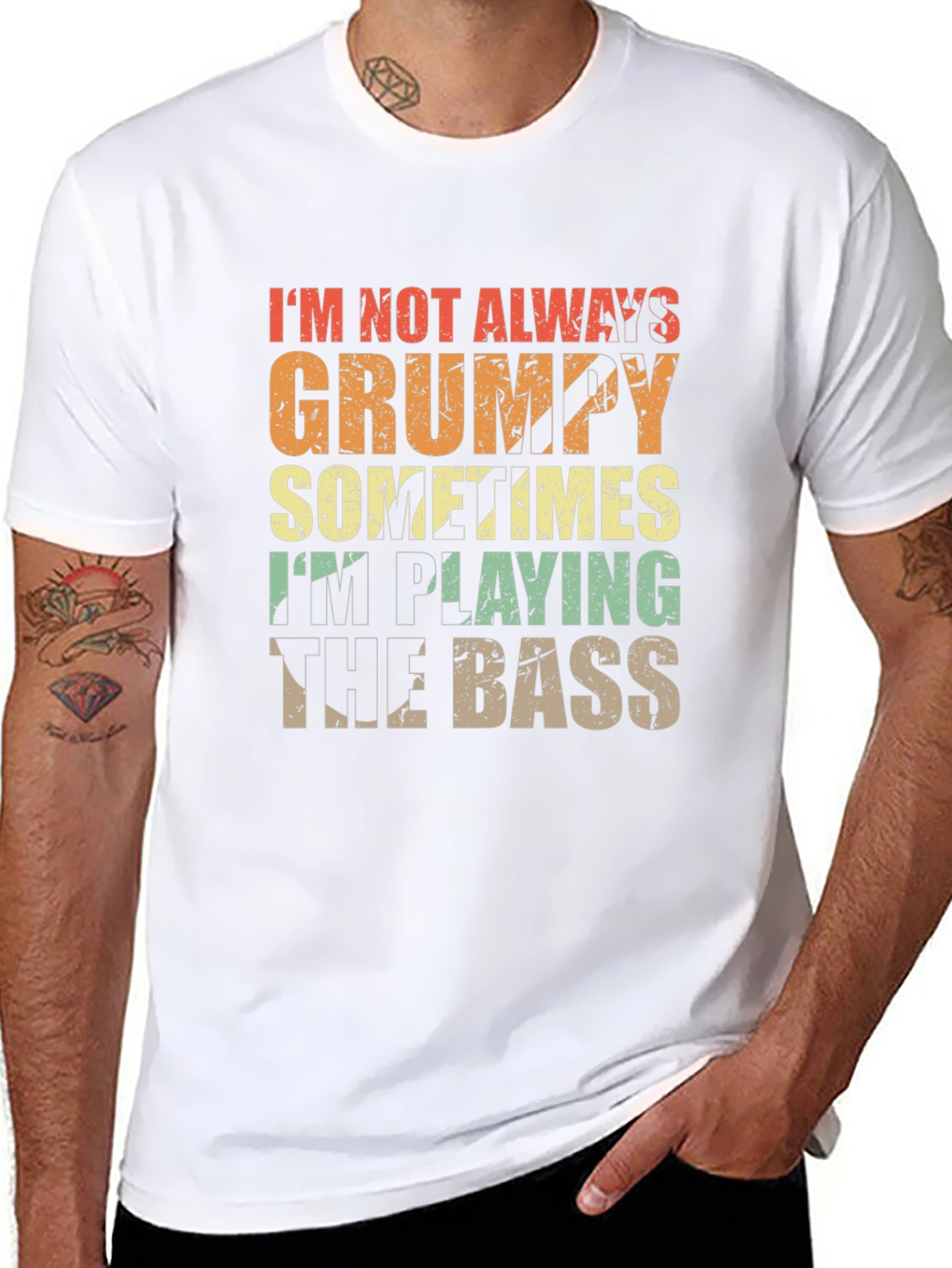 Black Grumpy Bass Player Black T-Shirt view 8